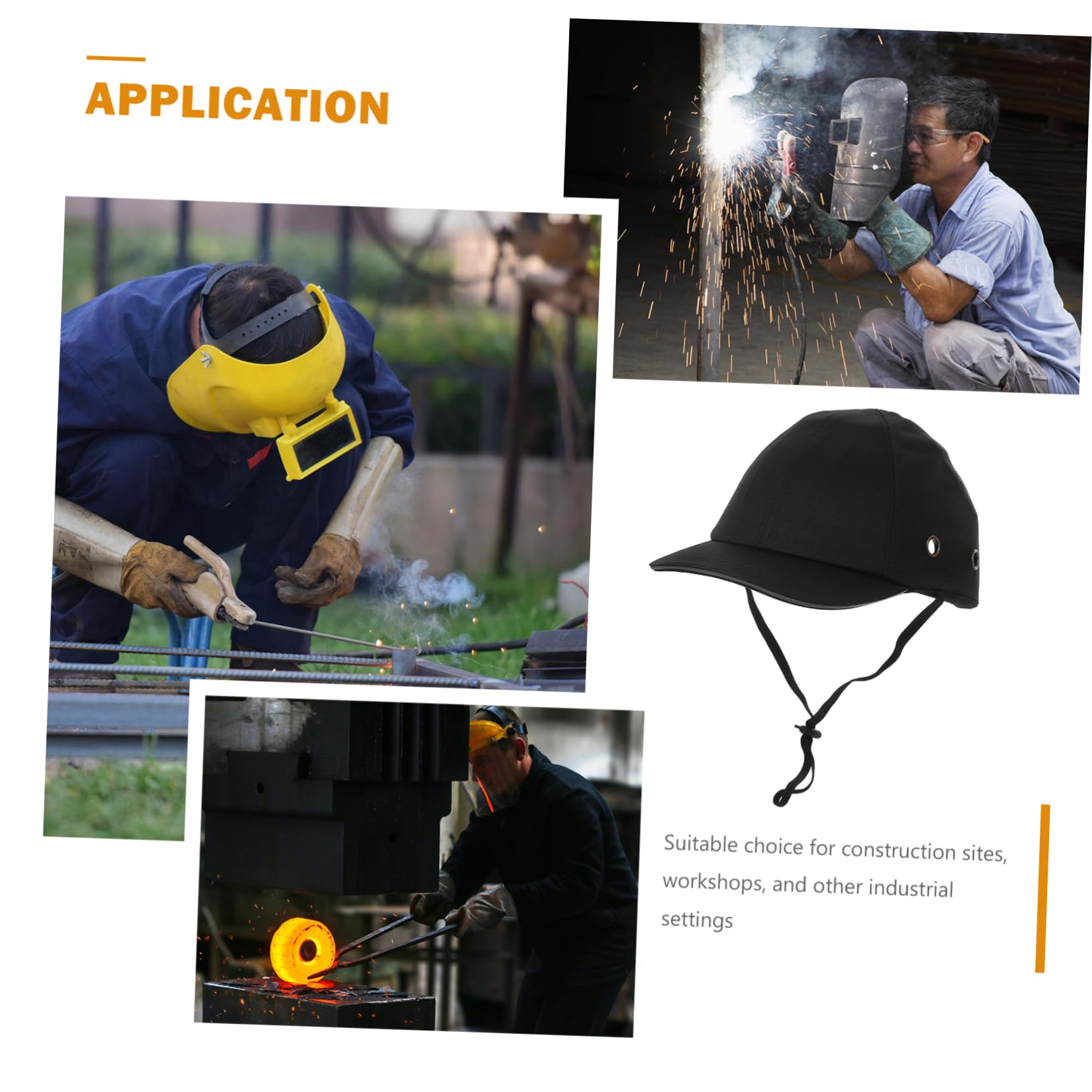 Casco Baseball Cap Gorras de Beisbol Tapa Gorras de Soldadura para Mujer Sombrero de Soldador Sombrero de construcción Hombres Gorro de Trabajo para soldar AbS Black