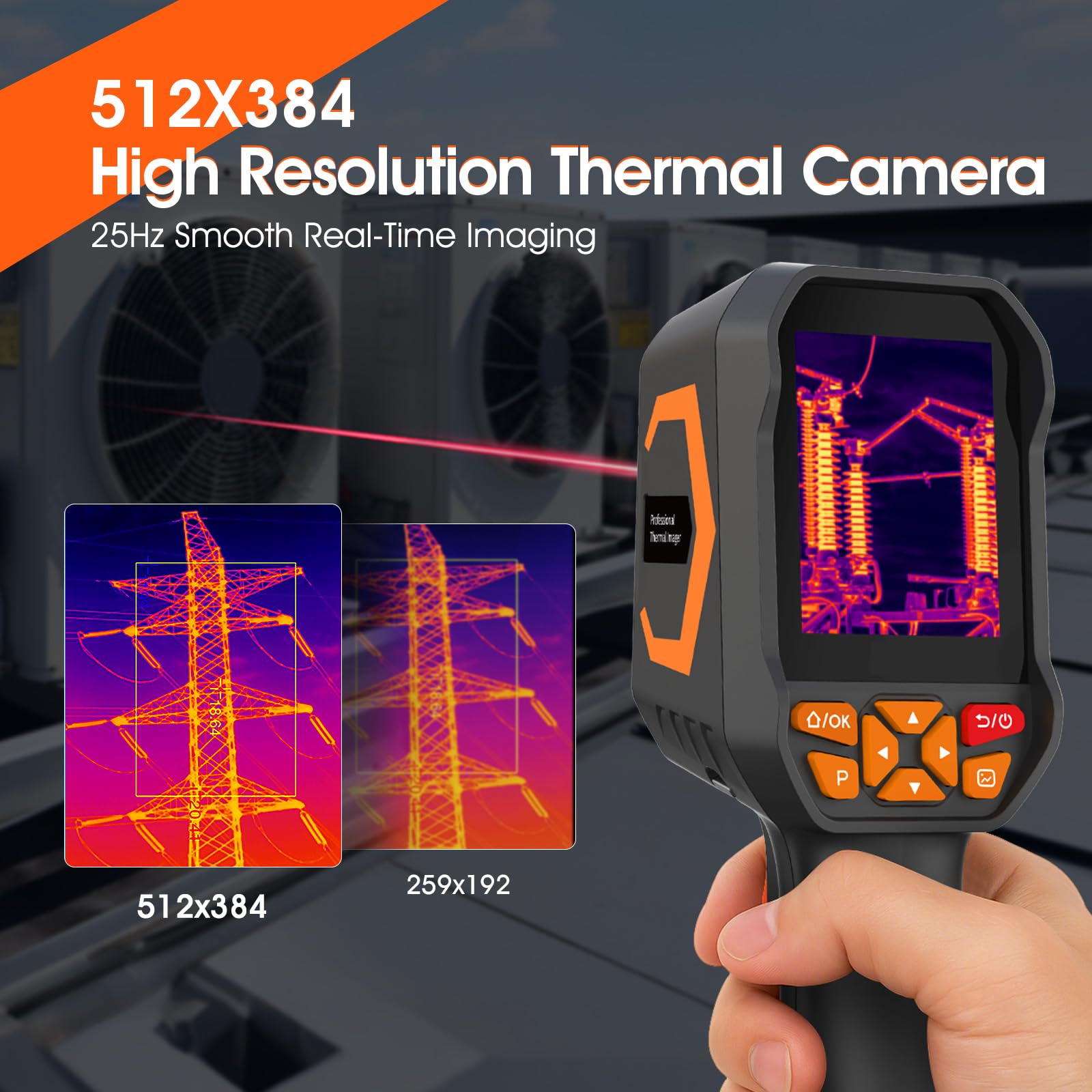 Cámara Térmica Detectora de Fugas de Agua/Aire AIOMEST, Pistola Infrarroja 512x384 TISR con Software PC 2D/3D, Cámara 2MP, Rango -20°C a 550°C para Fontanería, Inspección HVAC, Electricista