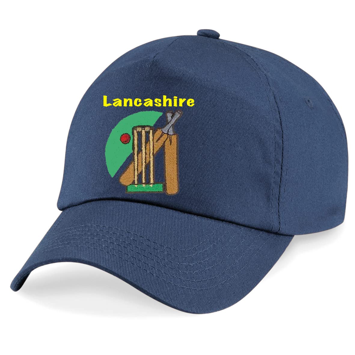 Hiviz Kings Unisex Navy Lancashire Embroidered Baseball Cap Embroidery Wickets Bats And Ball (Navy)