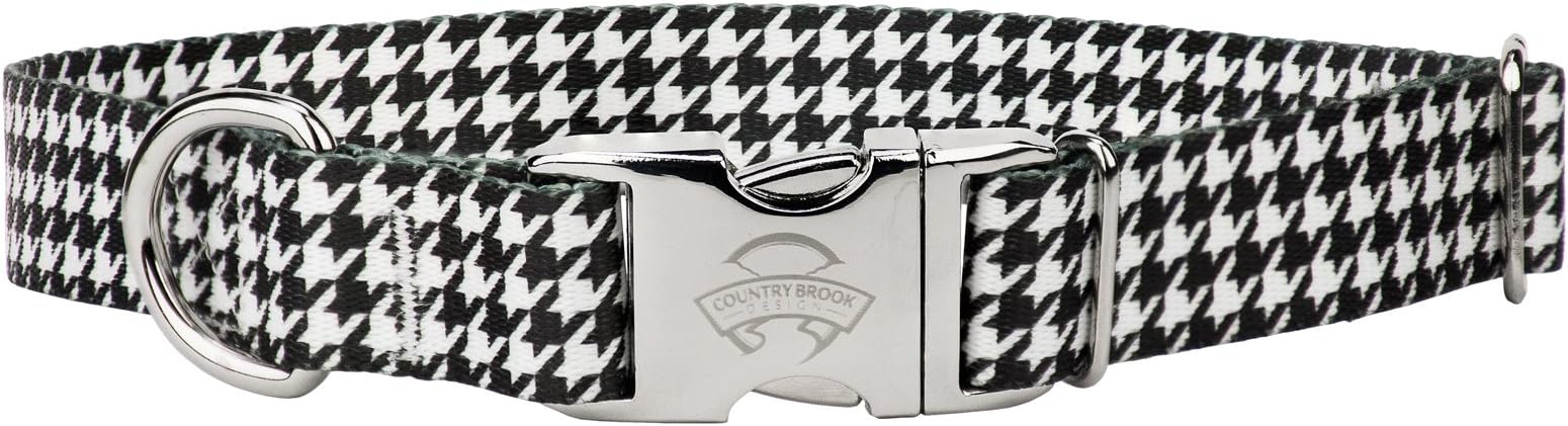 Country Brook Petz - Premium Houndstooth Dog Collar - Sports and Athletics Collection with 13 Spirited Designs (1 Inch, Medium)