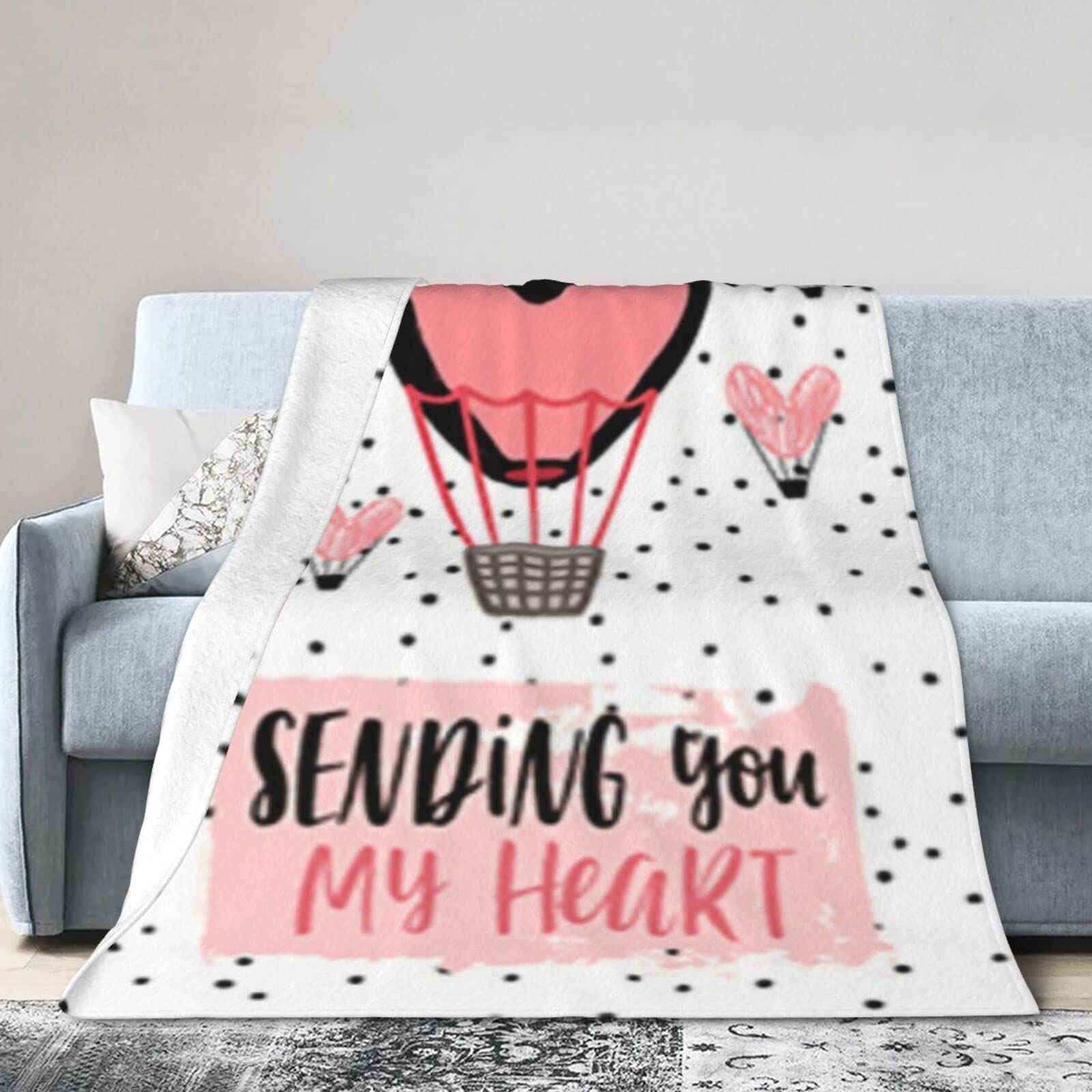 Lsjuee Flannel Fleece Blanket 40"X30" Happy Valentines Day Couple Lovers Bed Throw Blanket Weighted Ultra-Soft Travel Spring Blankets for Womens Keep Warm