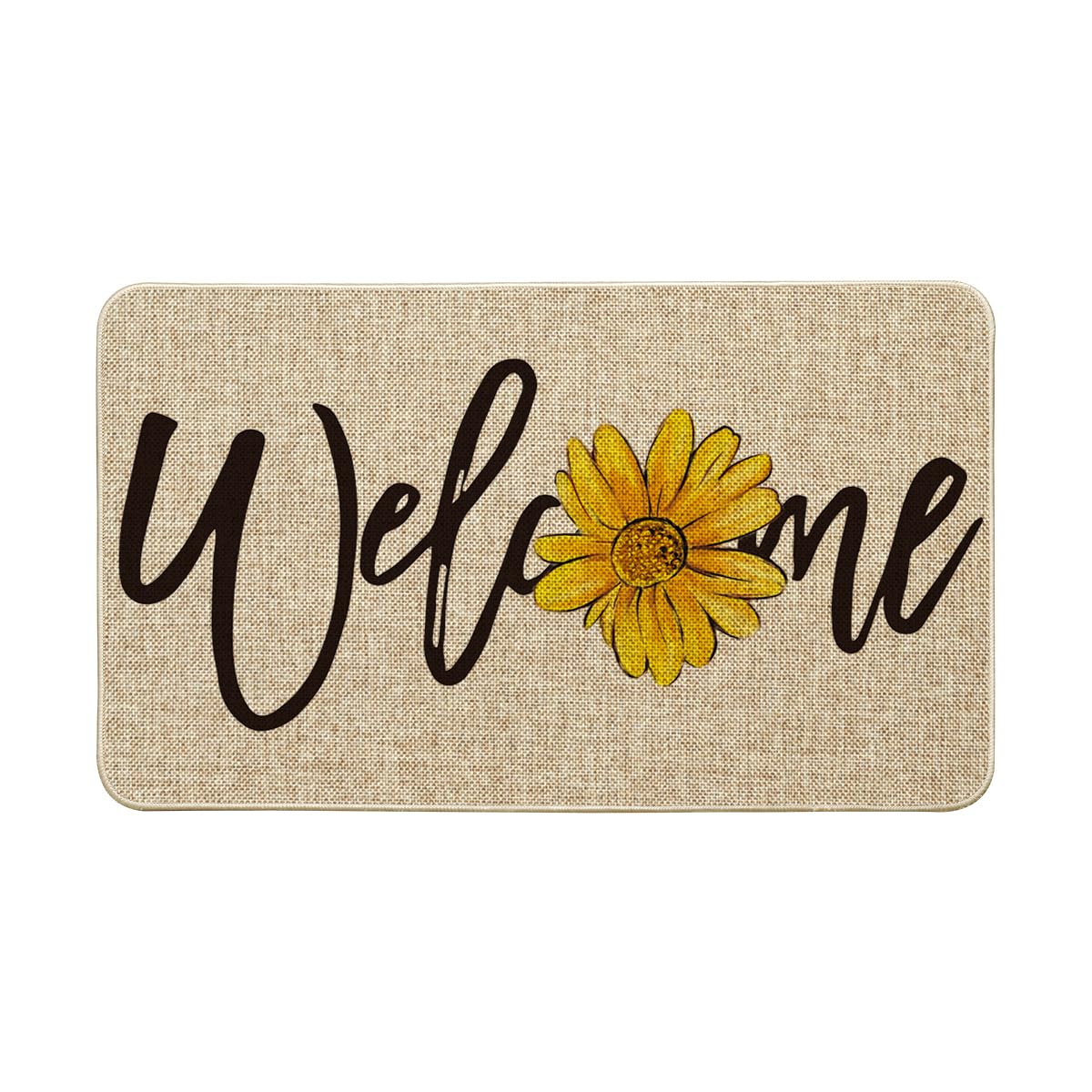 Artoid Mode Sunflower Welcome Spring Doormat, Home Summer Decor Low-Profile Switch Rug Door Mat Floor Mat for Indoor Outdoor 17x29 Inch