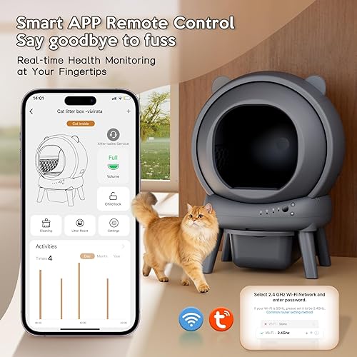 Automatic Litter Box — top-down angle highlighting key features