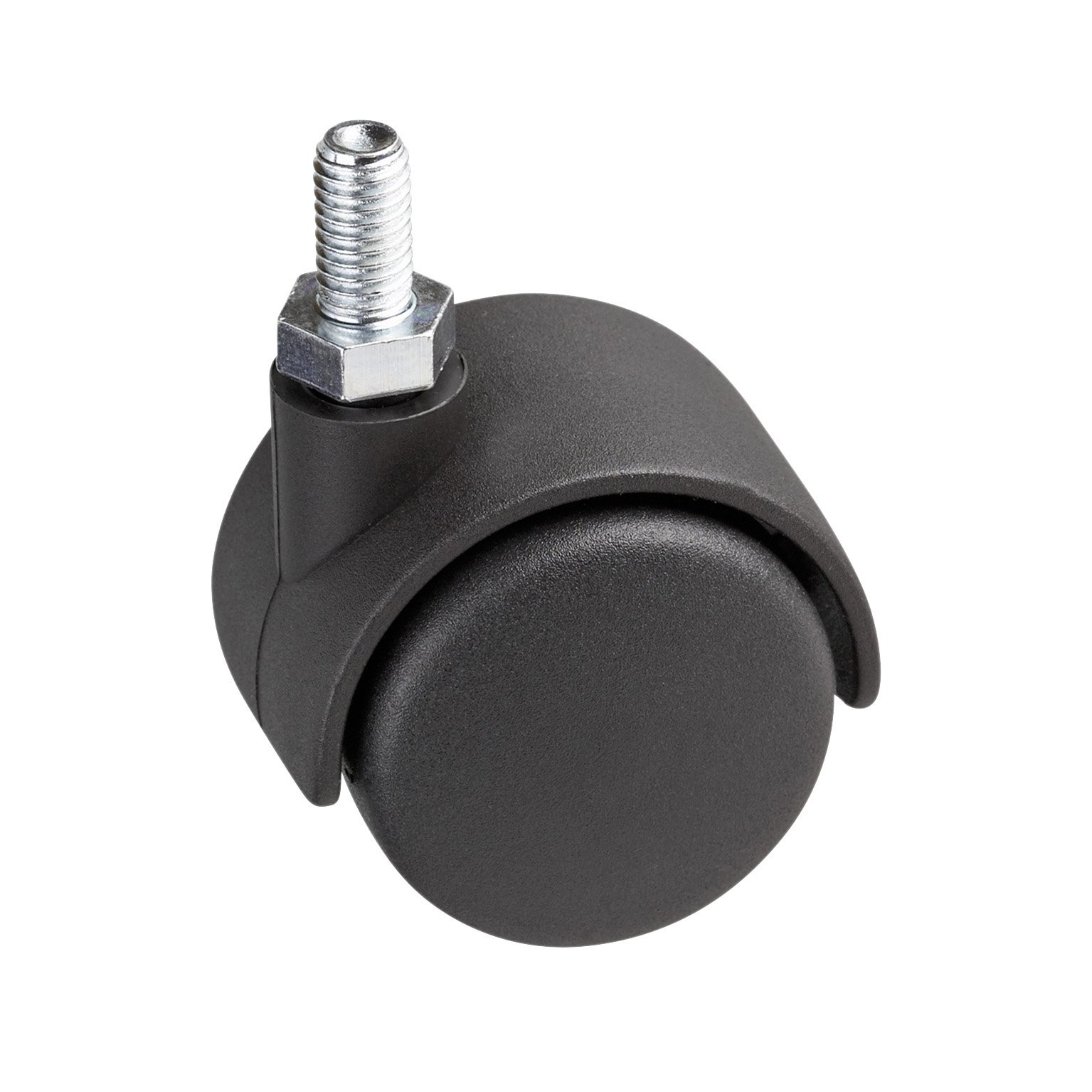 Metafranc Black Double Castor Diameter 50 Mm - With Screw - Plastic Wheel - Hard Tread - Slide Bearing - 35 Kg Load Capacity/Transport Castor/Furniture Castor/Container Roller/Parquet Castor / 800150