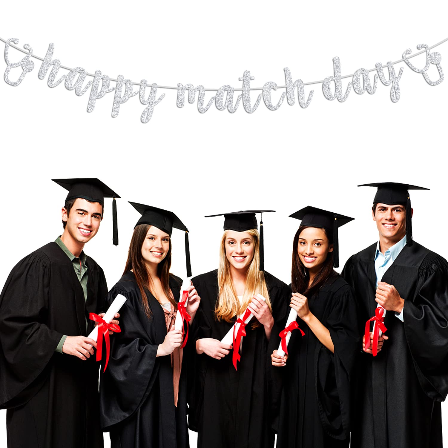 Happy Match Day Banner – Rose Gold Glitter, Für Residency Match Feier, Mediziner Party-Deko