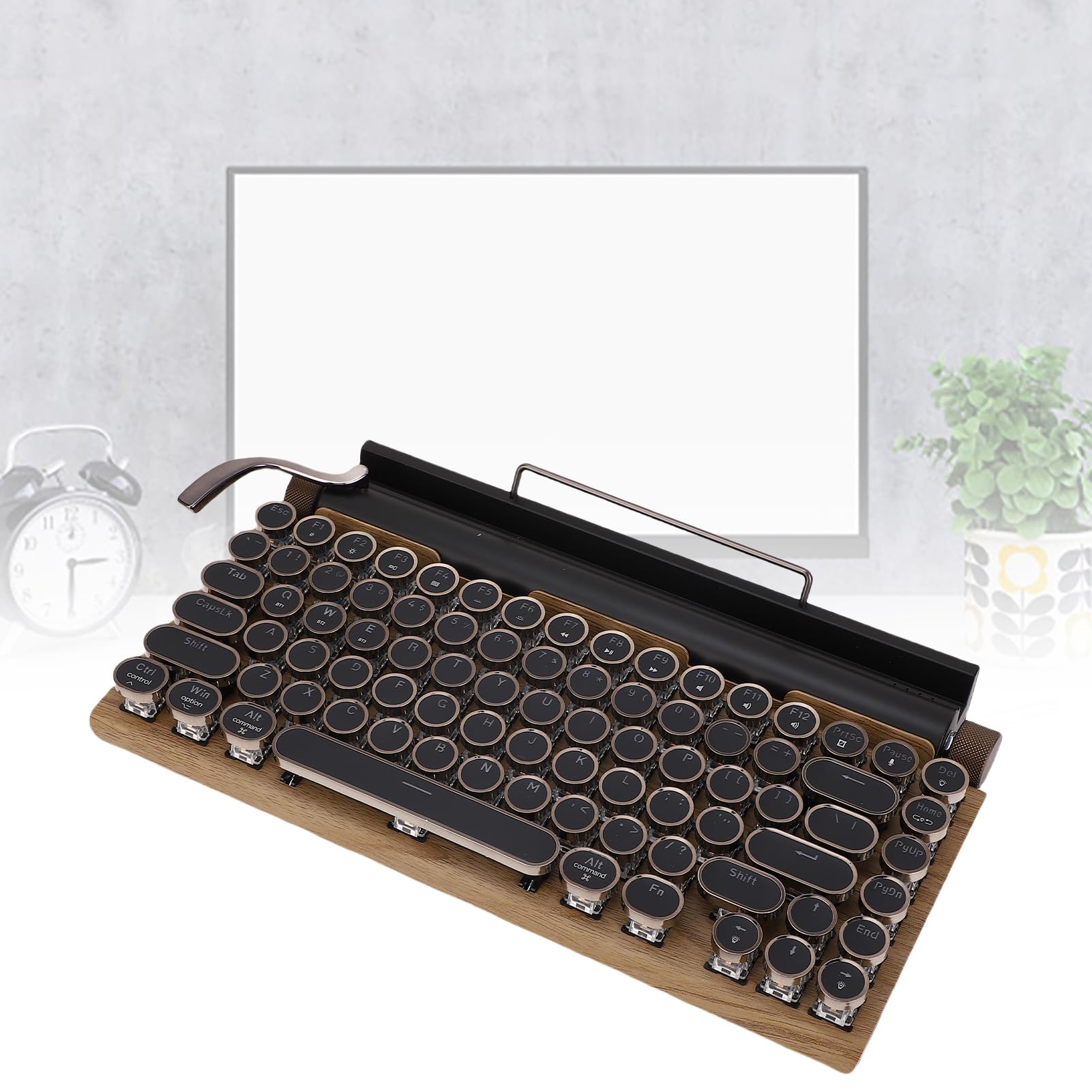 Acouto Tastiera Meccanica Retrò con Retroilluminazione LED, Tastiera da Scrivere Senza Fili per Computer Desktop e Portatili, Compatibile con iOS e Android
