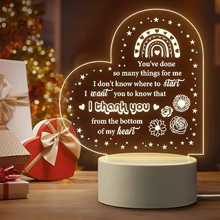Thank You Gifts for Women, Thank You Appreciation Gifts for Friends, Teacher, Colleagues, Friendship Gift for Her, Inspirational Birthday Presents, Warm Colors LED Bedside Lamp