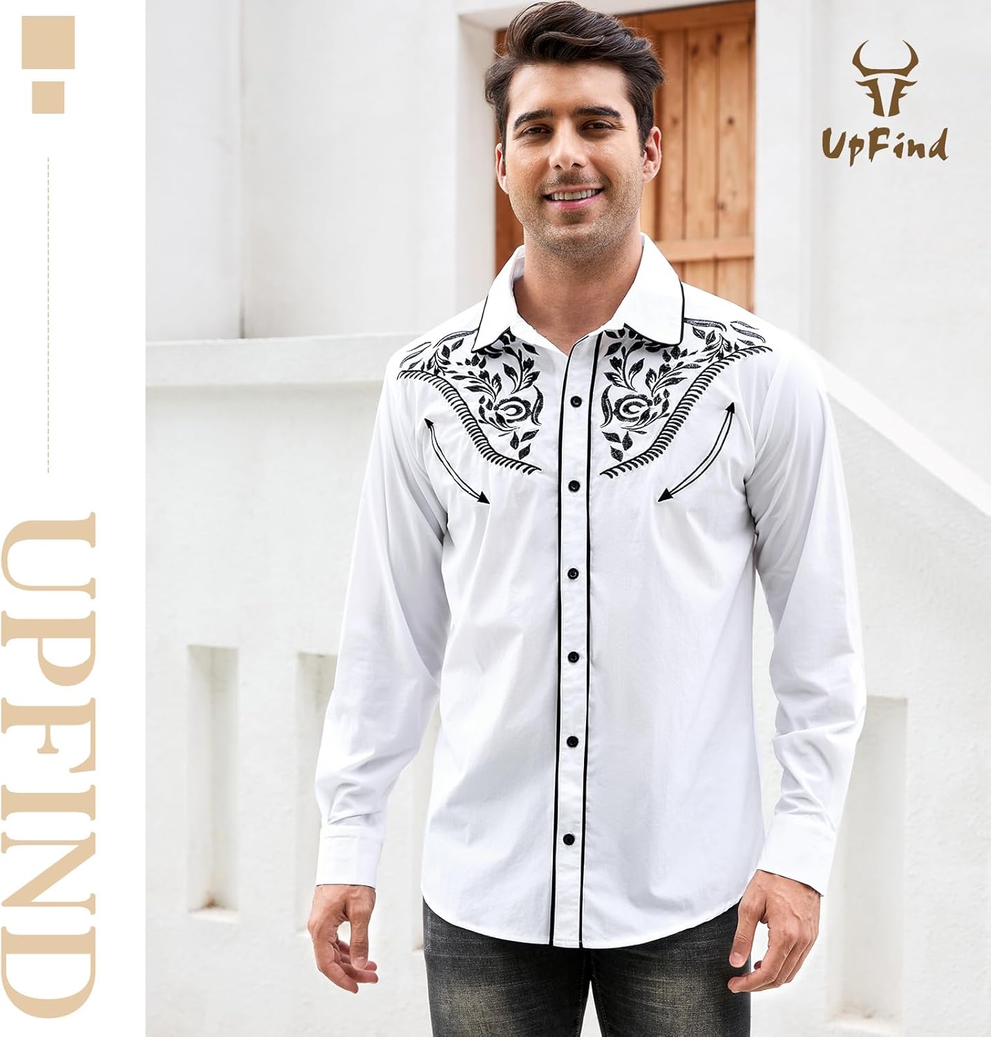 Western Shirts for Men Cowboy Shirts Long Sleeve Embroidered Country Shirt Slim Fit Button Down Shirt Casual Work - Image 4