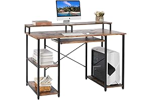 YGBH Computer Desk with Keyboard Tray, Industrial Home Office Desk with Hutch