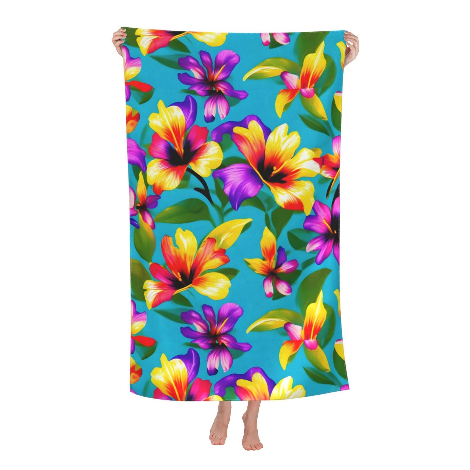 Cbaaghh Hawaiian Colorful Flowers Print Adult Beach Towels,Beach & Pool Towel,Beach Towels,Towels For Camping