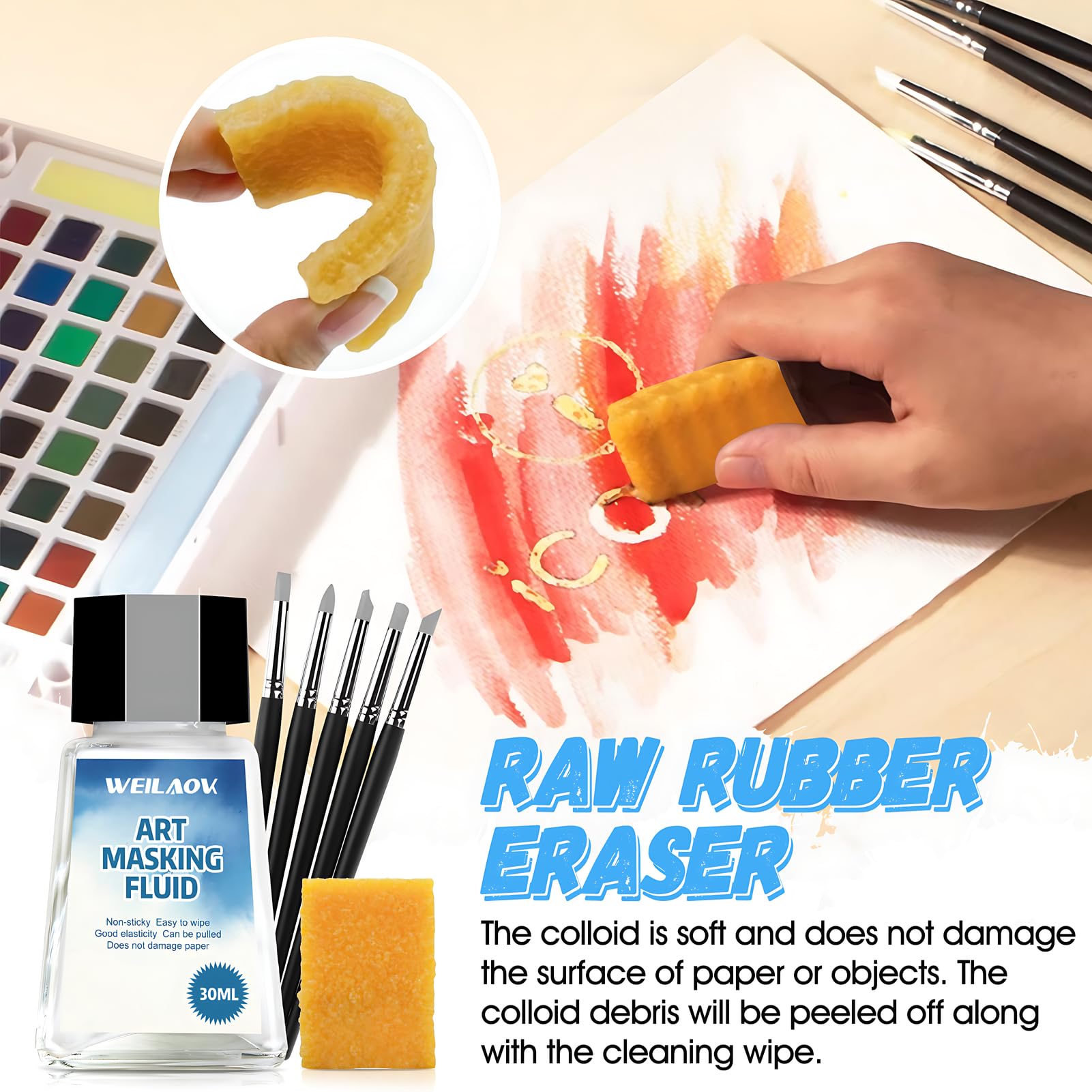 WEILAOK Masking Fluid for Watercolour Painting Liquid Masking Fluid, Masking Fluid Include Masking Fluid Pen - Image 4