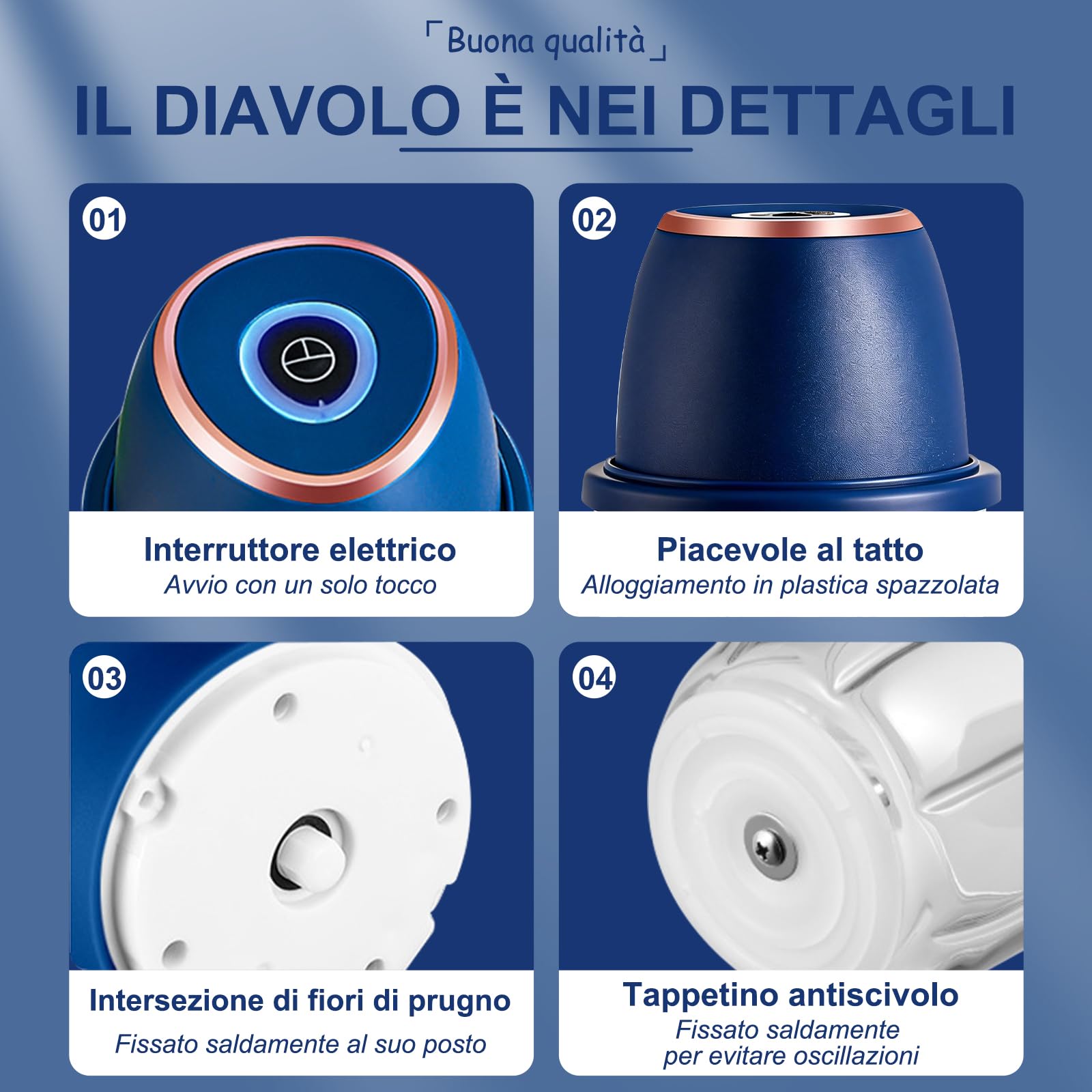 Tritatutto cipolla, tritatutto cucina, 350 ml, 6 lame in acciaio inox, con cavo di ricarica di tipo C per la cucina domestica e per le gite in campeggio, adatto per tritare carne, cipolle, peperoni