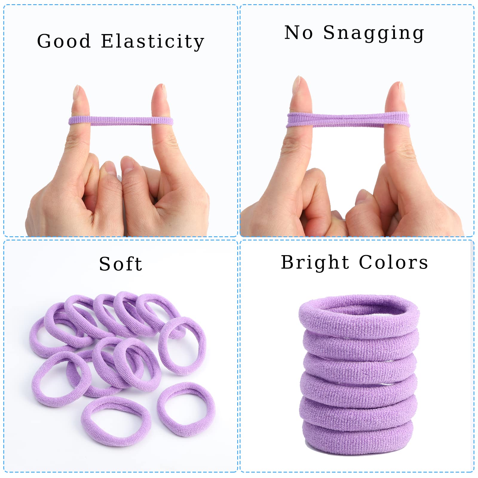 200 lazos para el pelo de bebé, lazos de algodón suave para el pelo de 1 pulgada, bandas de pelo multicolor sin costuras, rellenos de calcetines para niños y niñas 2