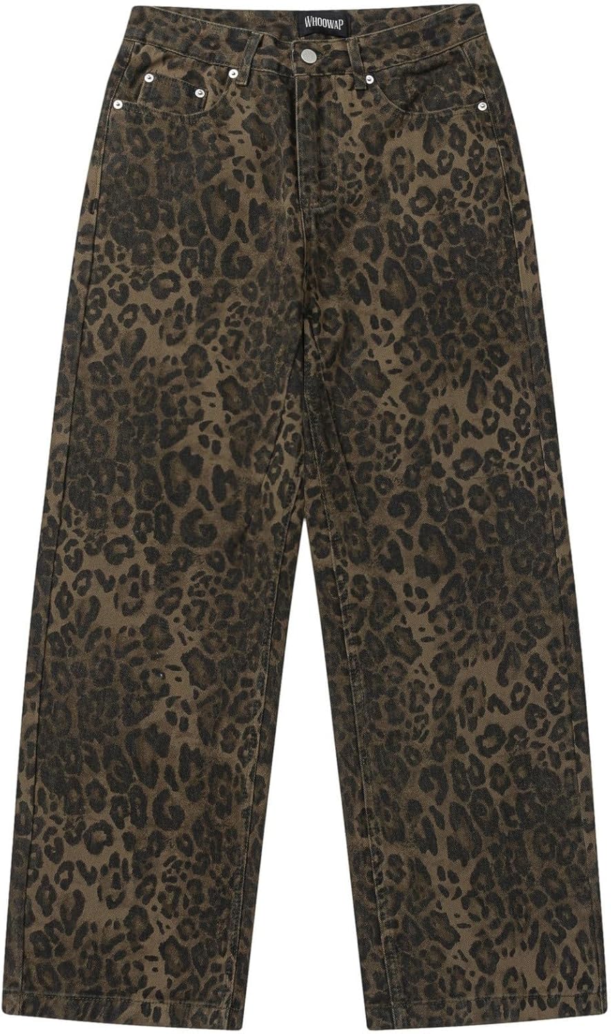Street Print 8 Loose Straight Jeans for Women in Spring and Autumn Waist Slimming Wide Legs Floor Slim