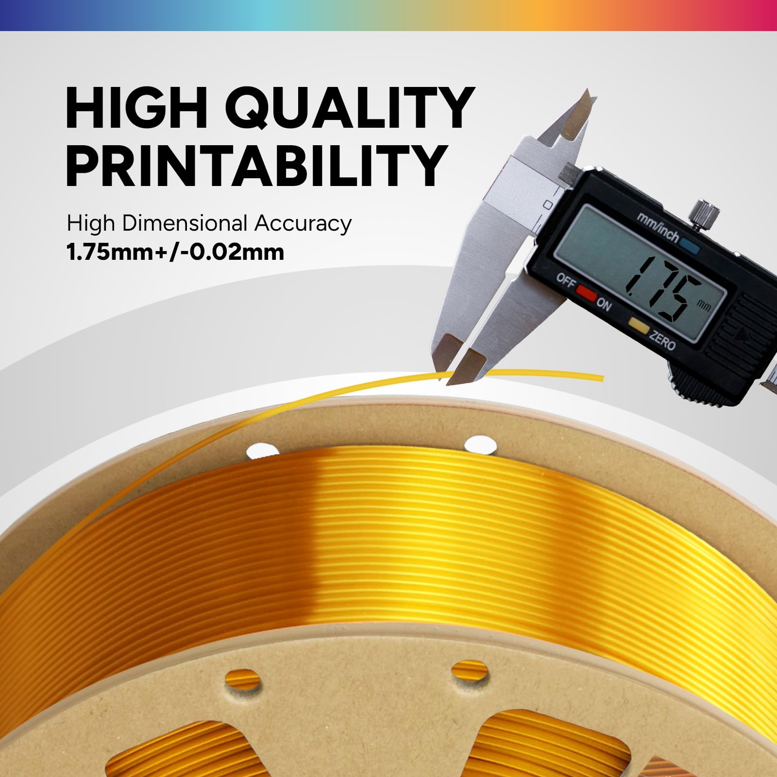 OVERTURE Filamento PLA 1.75mm, 1kg Bobina(2.2lbs), Precisione Dimensionale +/- 0.02 mm, per Stampante 3D (Oro Reale)