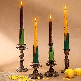 6 Pcs Fall Corn Taper Candles Harvest Thanksgiving Corn Cob Candle Sticks for Birthday Kitchen Table Tabletop Thanksgiving Decoration