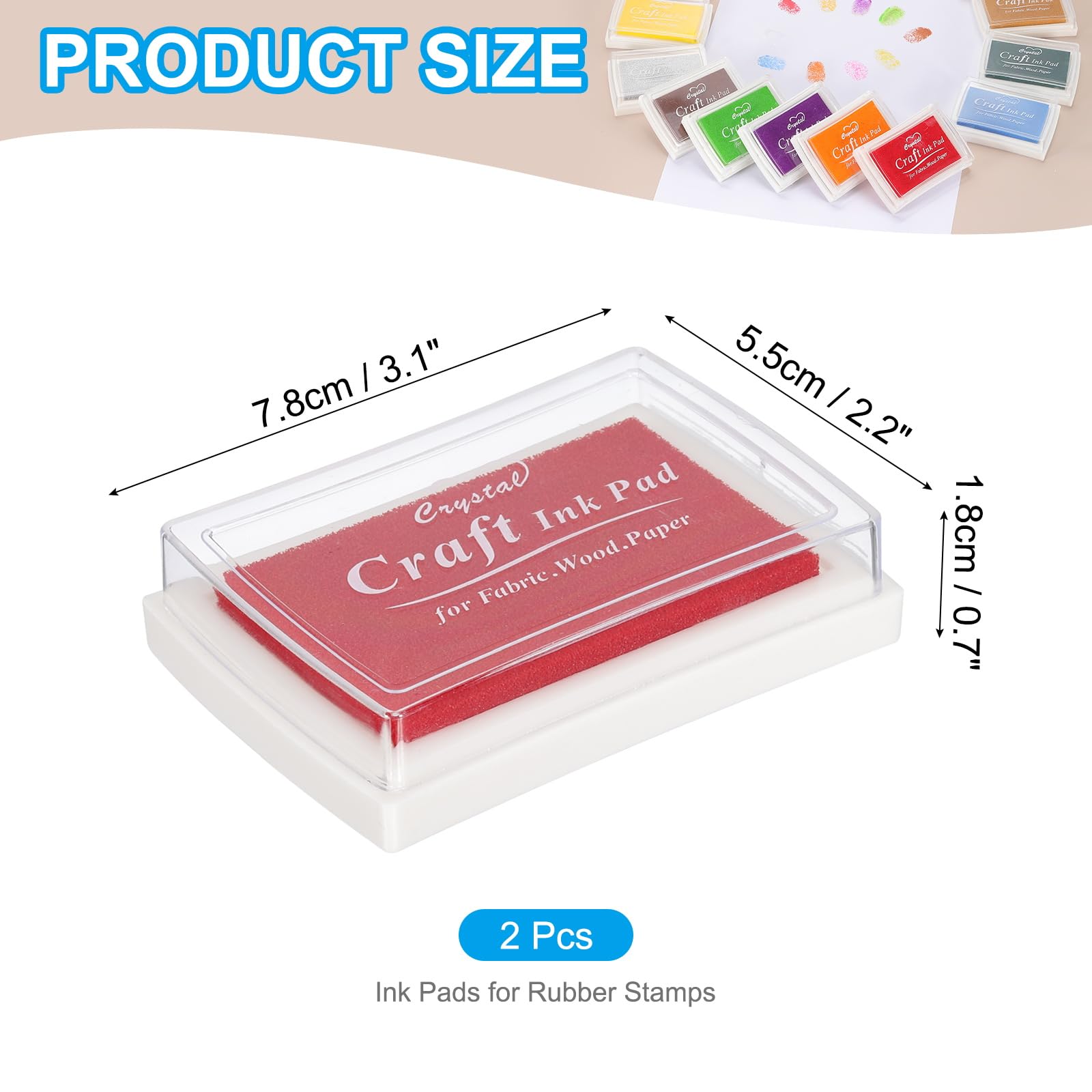 PATIKIL Craft Ink Pads for Stamps 2 Pcs Washable Finger Print Ink Stamp Pad Color DIY Square for Rubber Stamps Paper Scrapbooking Fabric Wood - Image 2