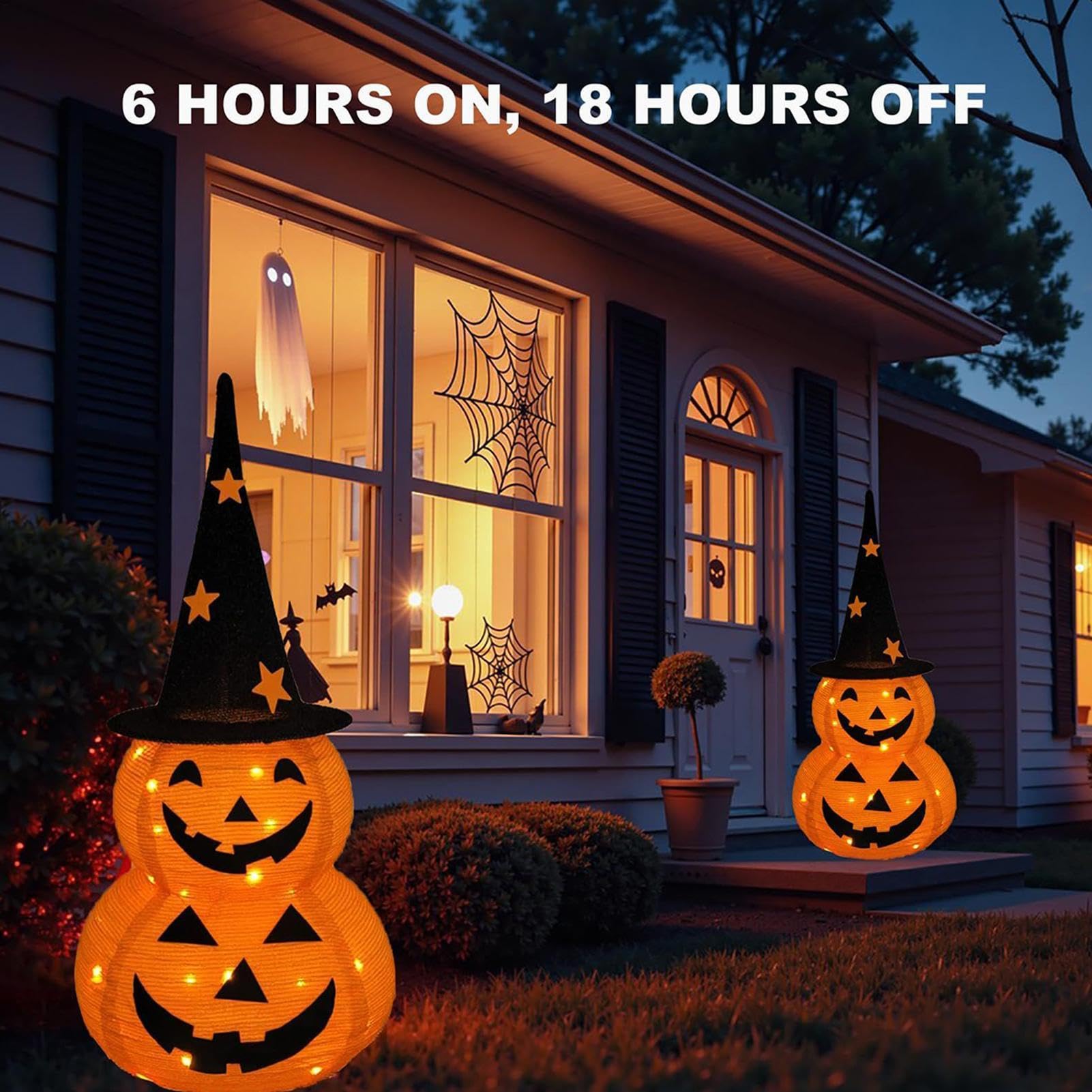 Zucche Luminose Decorazione Halloween da Giardino a Batteria