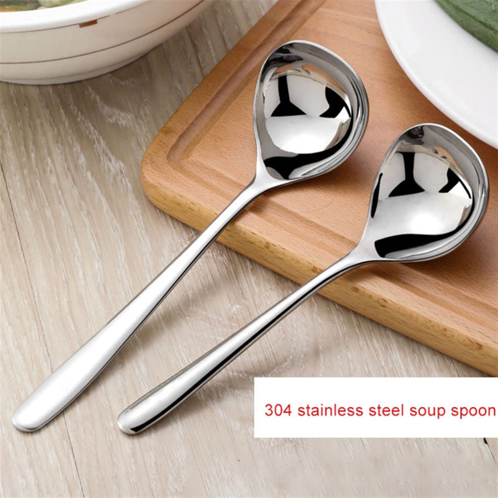 JINGYAN Cuillères à glace Thickened Stainless Steel Long Handle Spoon Ice Cream