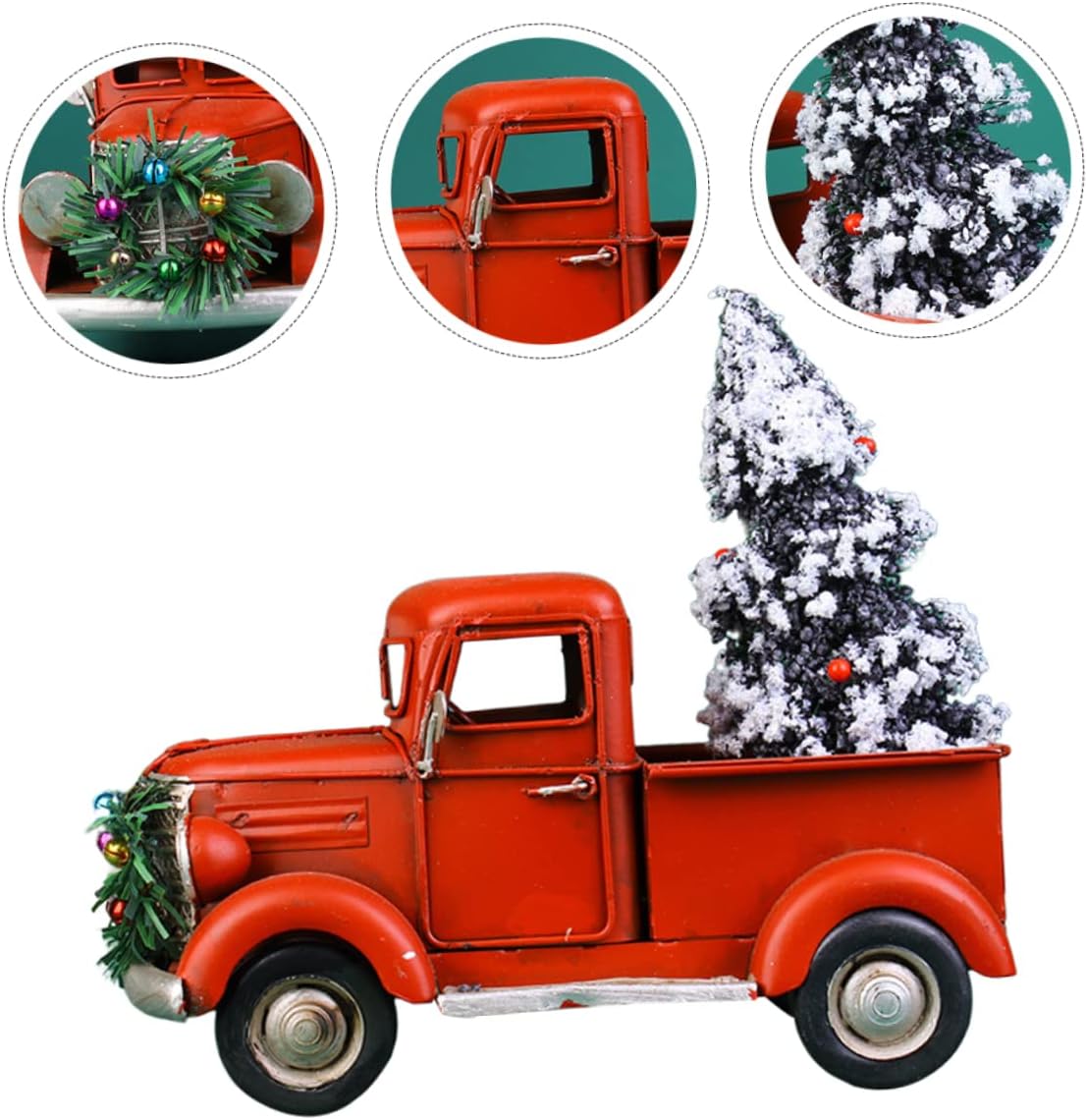 1pc Creative Retro Pickup Truck Ornament Unique Iron Car Model for Christmas Decor Vintage Car Sculpture for Home Office Decoration