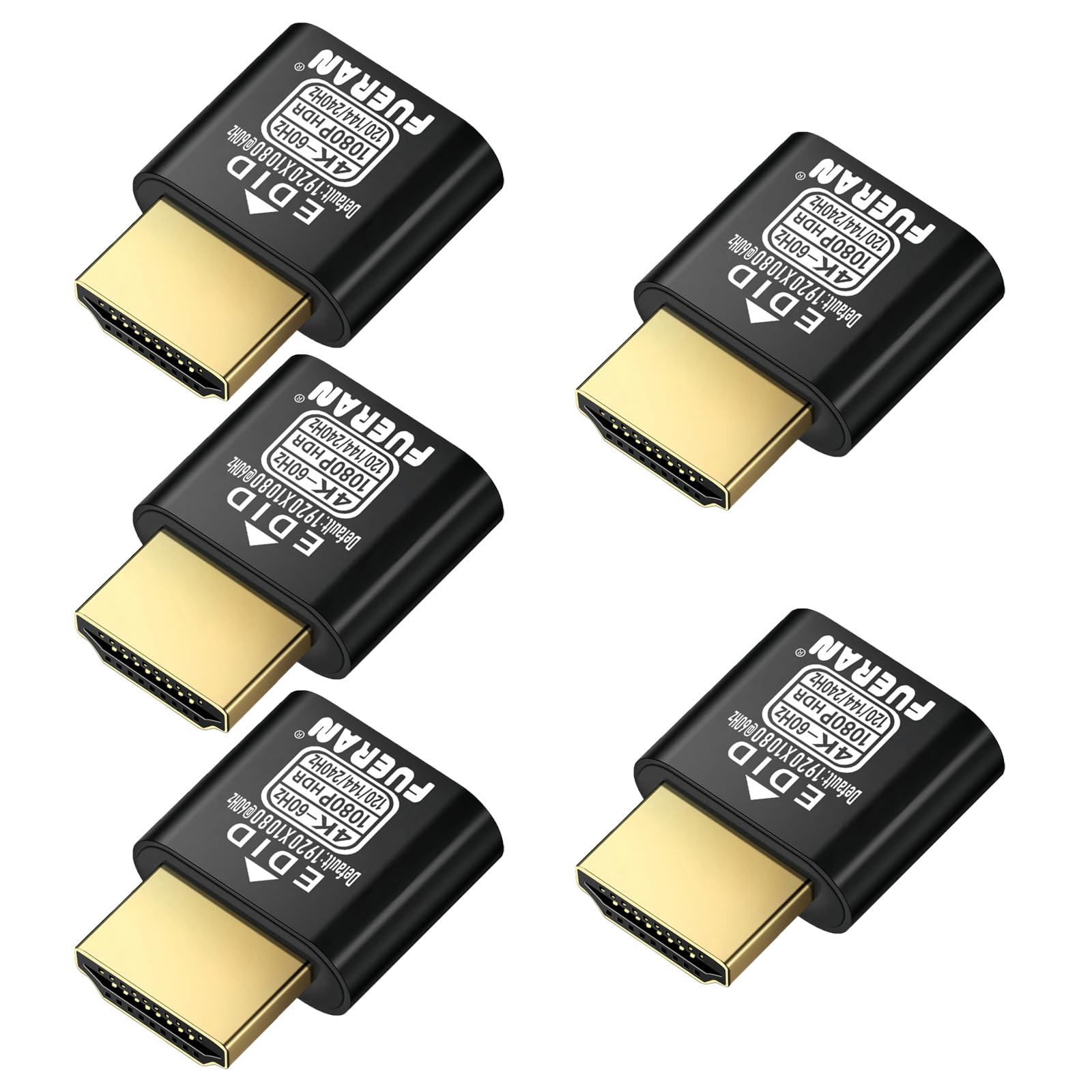 HDMI Dummy Plug 4K HDR,4K@60Hz、1440P@120/144Hz、1080P@120/144/240Hzedid Emulator Virtual Display Adapter,hdmi Headless Adapter-NEW-4K(default1080P) 5Pack