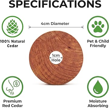 60 Pack Natural Cedarwood Moth Repellent Rings for Wardrobes & Drawers