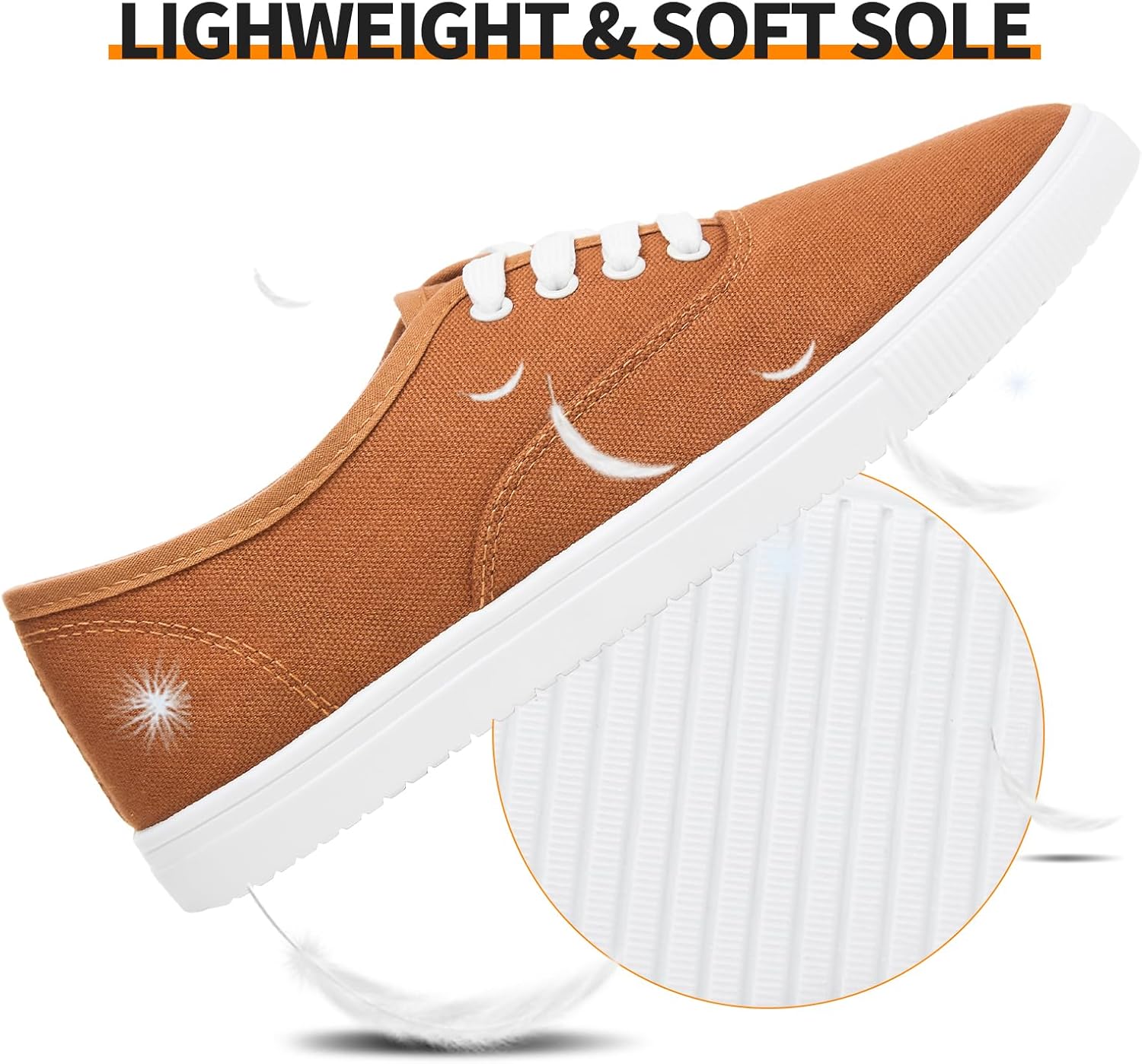 Womens Classic White Sneakers,Low Top White Canvas Shoes,Lightweight Casual Canvas Sneakers - Image 3