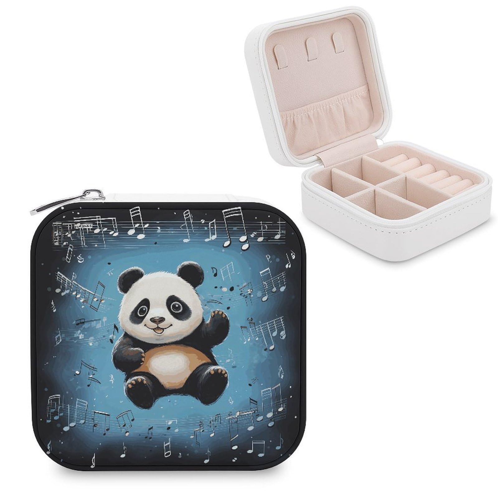 VstaDank Panda Dancing on Musical Notes Jewelry Box Beautiful Portable Ring Boxes Cute Large-Capacity Jewelry Case Jewelry Organizer for Mothers Gifts for Earrings Rings Hand Bracelet