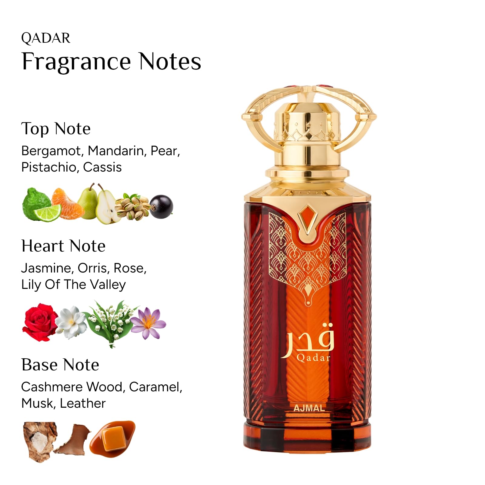 Ajmal Arabic Collection Qadar Eau de parfum 100 ml pour homme et femme – Parfum oriental épicé et boisé unisexe – Parfum arabe luxueux fabriqué à Dubaï