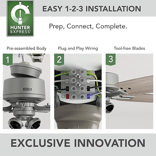 Miniatura 6 de Hunter Fan Company 52431 Gatlinburg - Ventilador de techo, color plateado mate