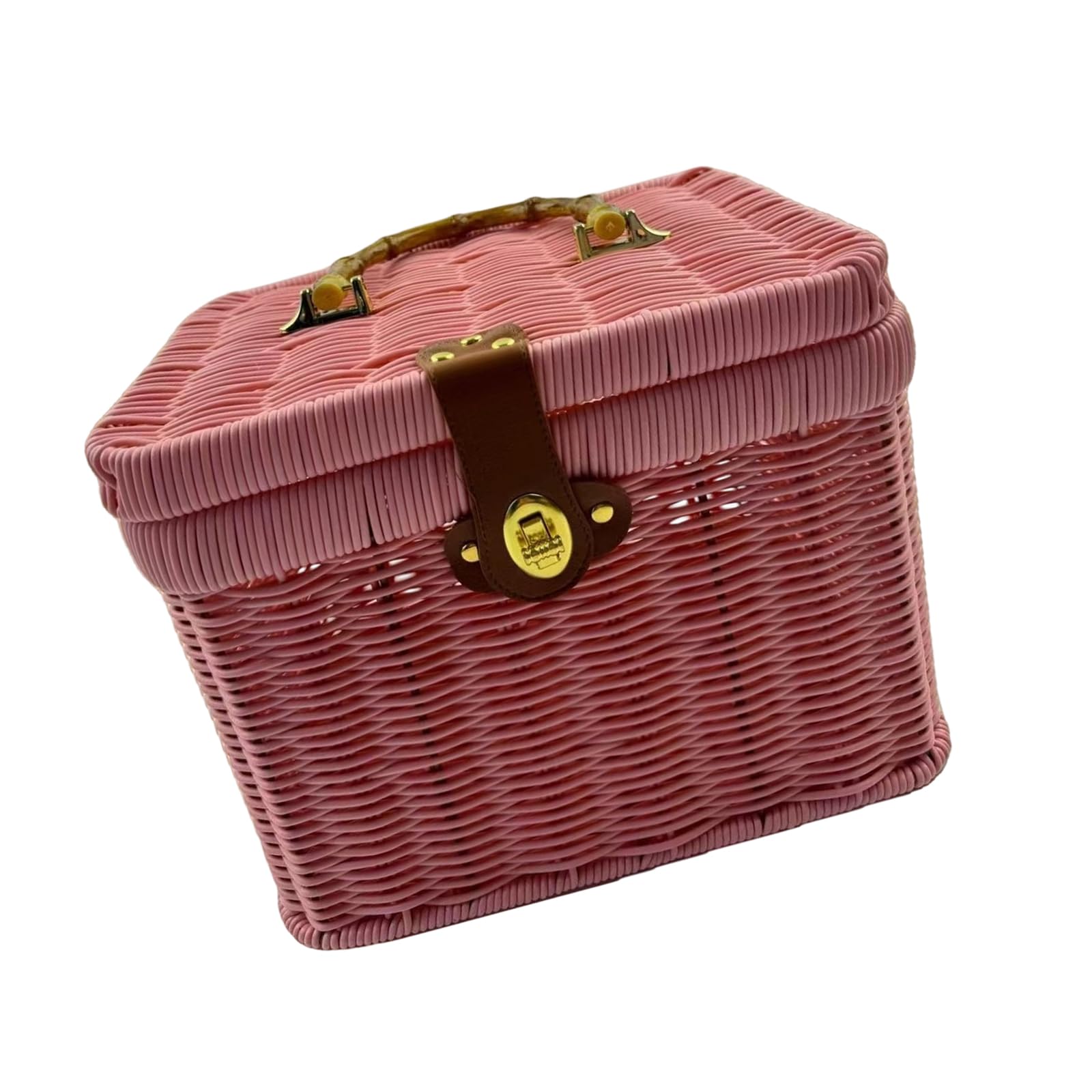 Handwoven Container Storage Box Rattan Styles Organiser Basket with Lid Suitable for Various Items Interlaced Storage Basket with Lid