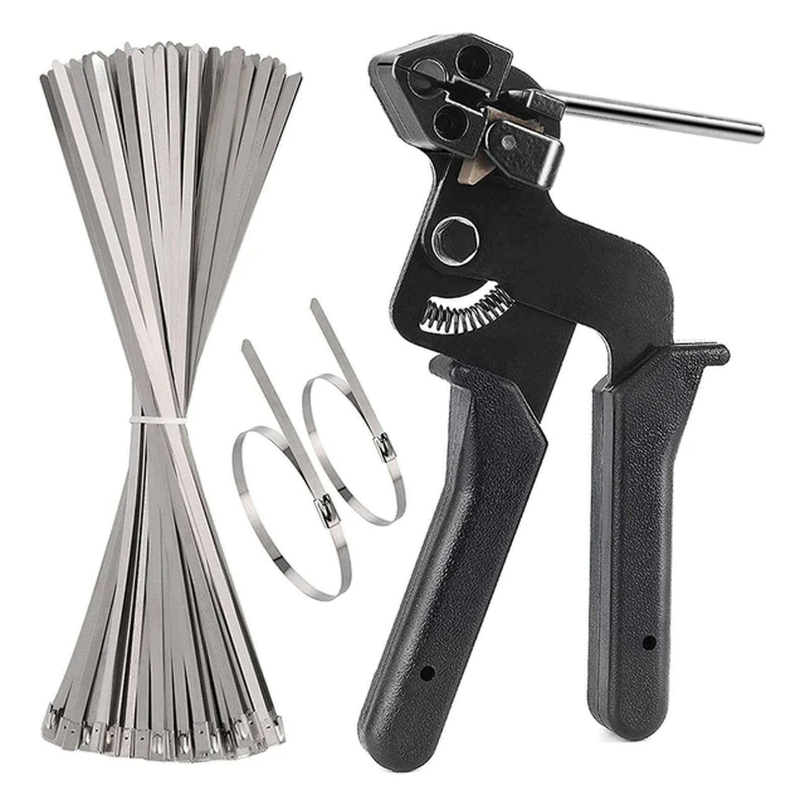 200 herramientas de metal para atar cables, de acero inoxidable, herramienta de tensión y corte ajustables, tamaños 4,6 x 250 mm