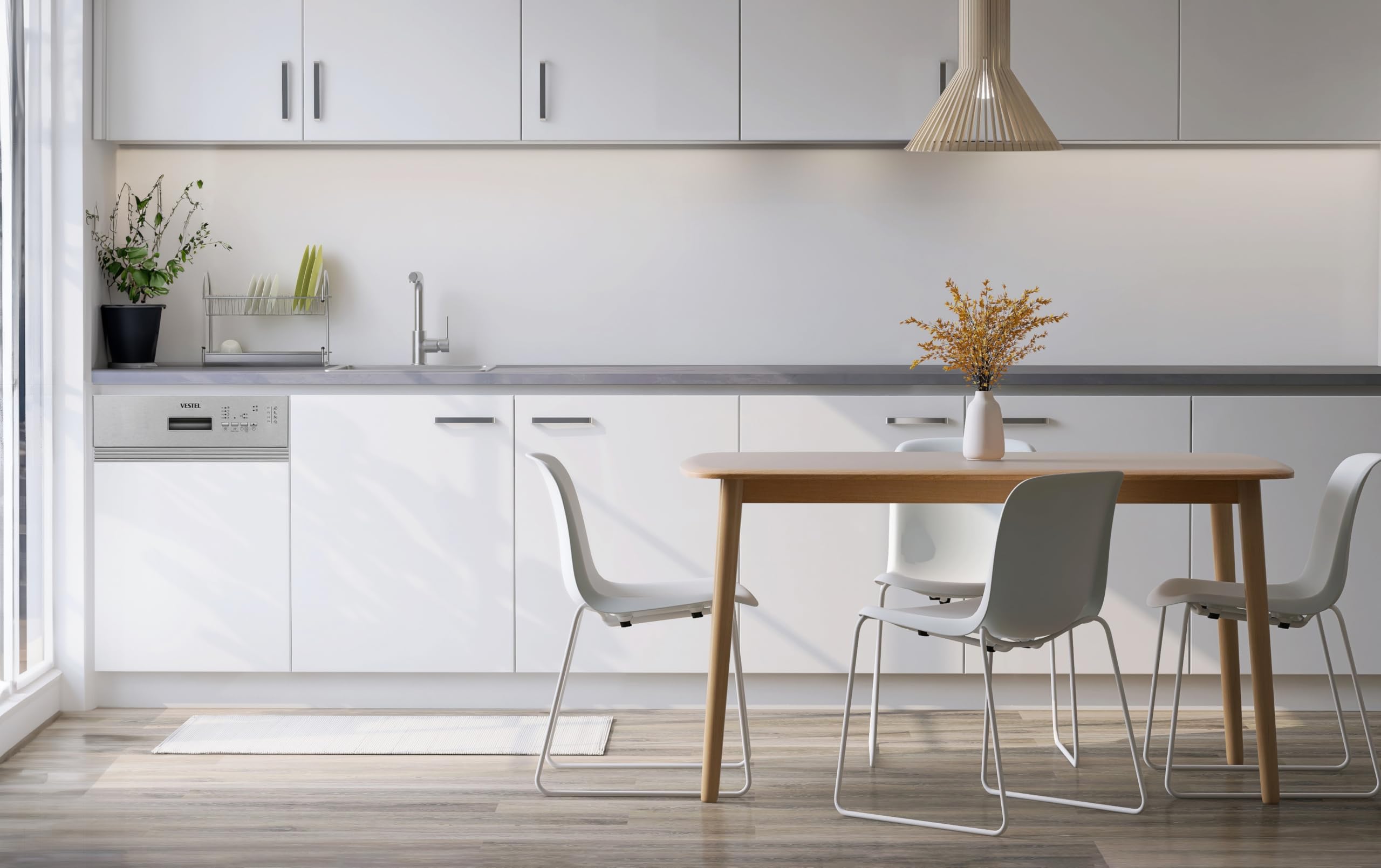 Vestel VST45-4 teilintegrierter Geschirrspüler 45 cm 10 Maßgedecke 4 Programme Energieklasse E