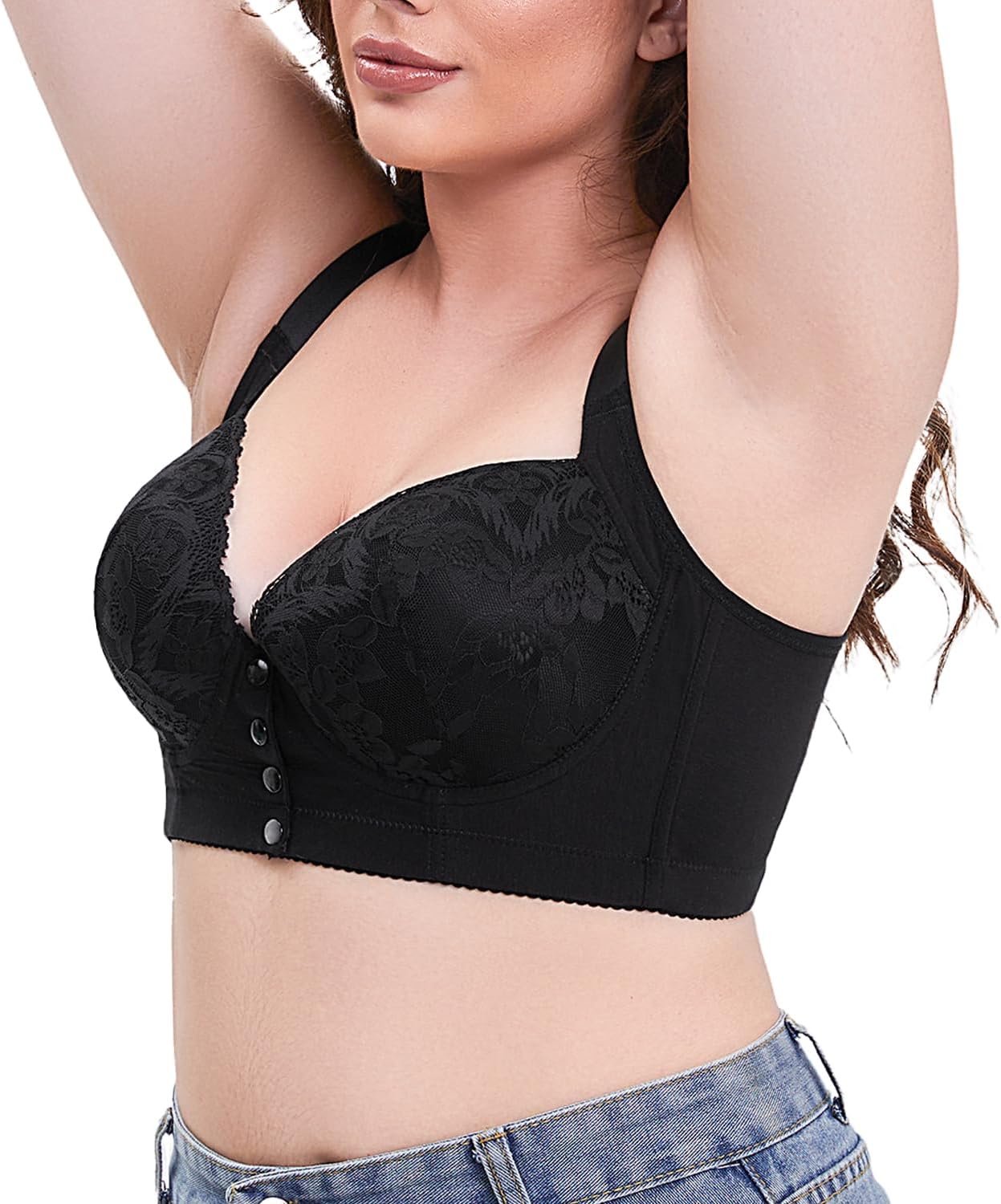 Soft Nylon Lace Front Closure Bra for Women Comfortable Everyday Wear - Image 2