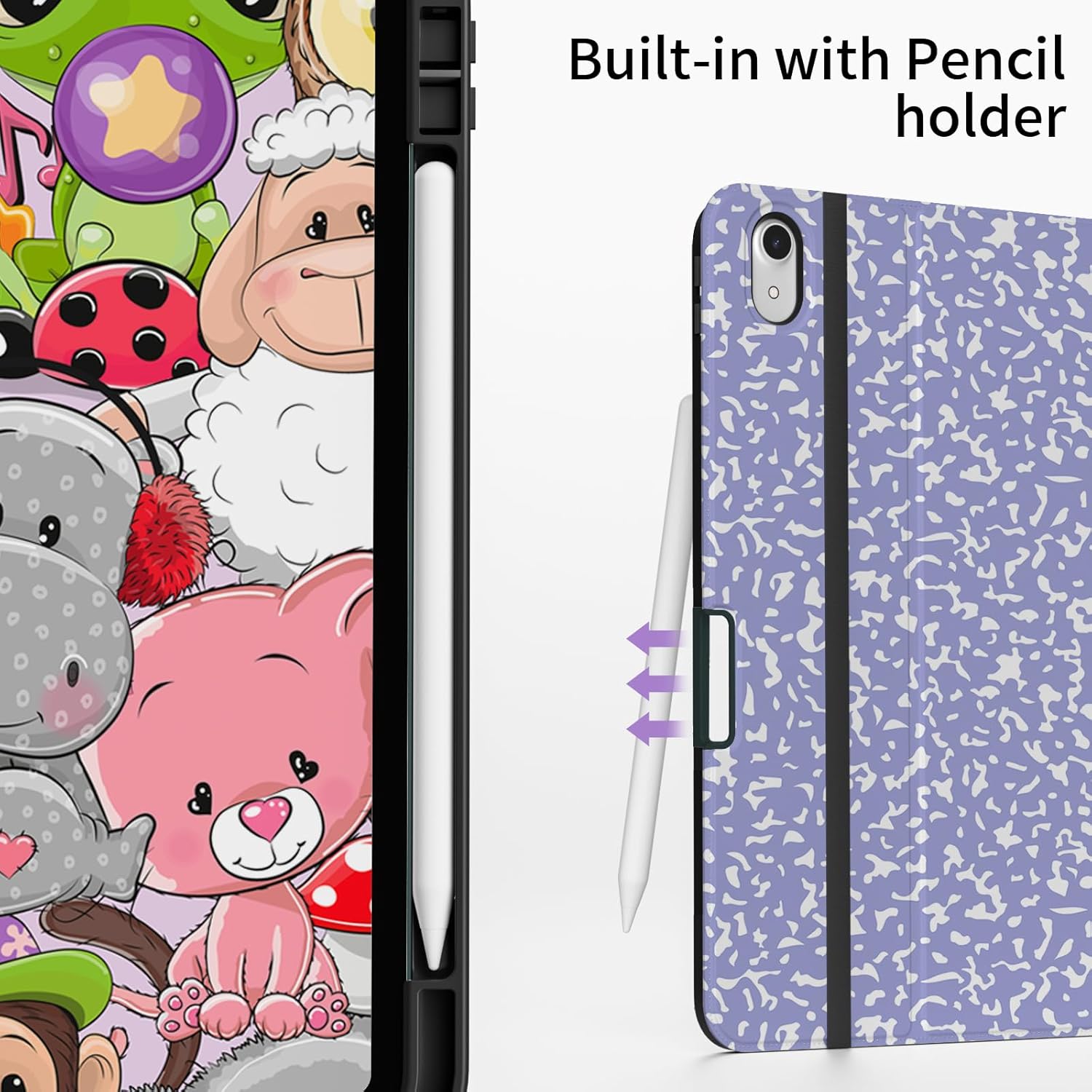 PU Leather Case for iPad 11th Generation 11 Inch A16 Chip 2025 & iPad 10th Generation Case 10.9 2022 with Pencil Holder, Sturdy Stand Full Protection Cover & Pocket, Lavender Composition