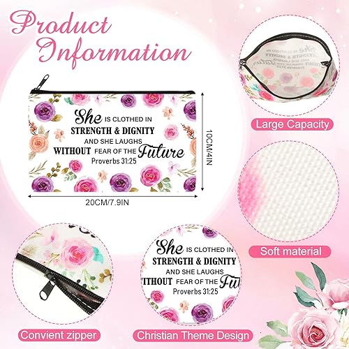 Miniatura 2 de Talltalk 14 bolsas de cosméticos cristianos a granel, regalo cristiano para mujeres, bolsas de maquillaje, versículo bíblico inspirador, bolsa para