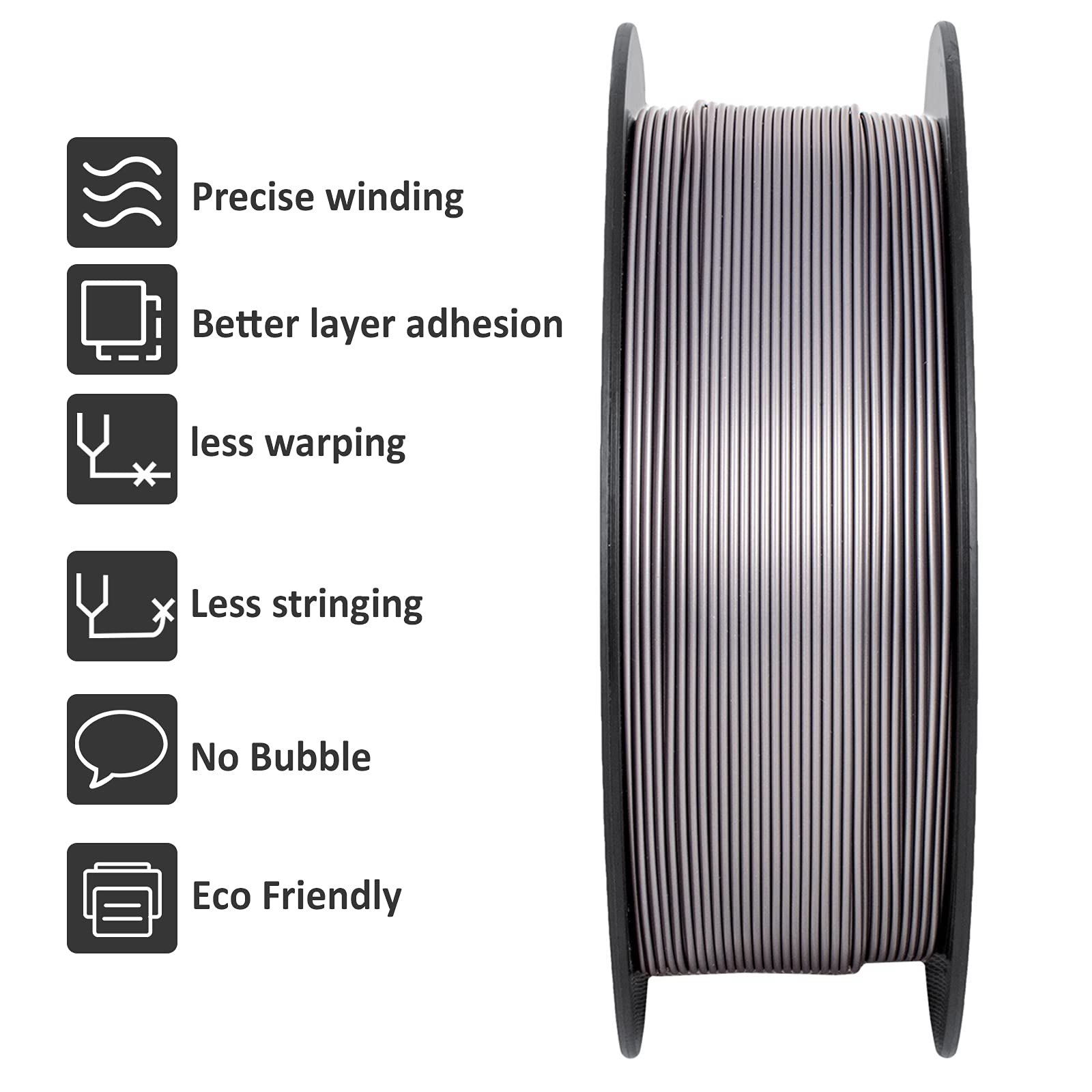 GEEETECH Filamento PLA 1,75 mm, Filamento Stampante 3d 1 kg 1 Bobina, PLA 3D Printer Filamento (PLA 1KG, Argento)