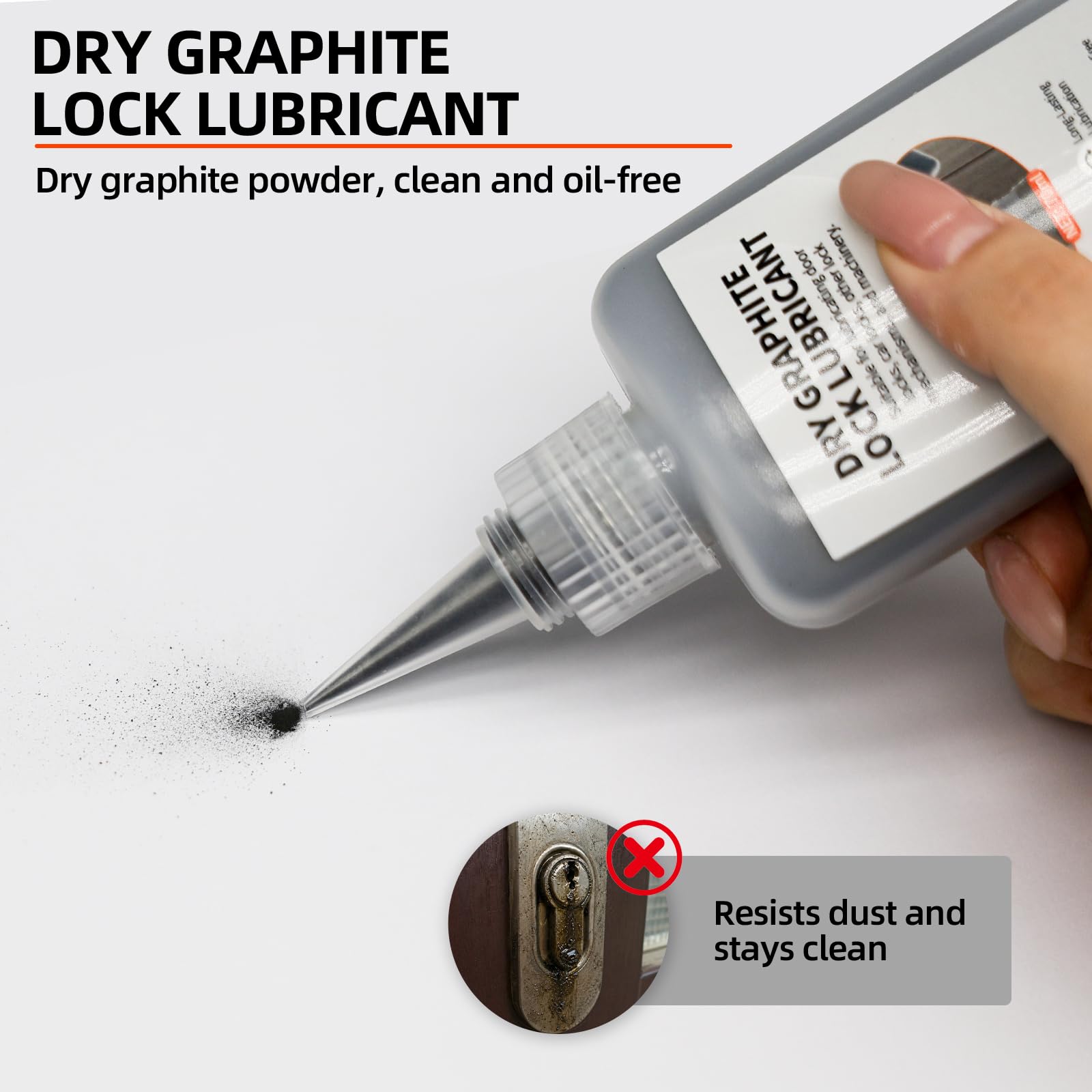 Grafite in Polvere 70ml x 2, Lubrificante alla Grafite per Serrature, Lubrificante per Serrature, Polvere di Grafite per la Lubrificazione di Serrature Porte, Serrature Auto, Cerniere Porte, Finestre