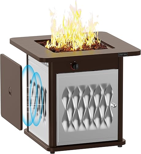 Vista 50 de EAST OAK Mesa para fogata de propano de 28 pulgadas, fogata de gas de acero de 50,000 BTU para exteriores, terraza de patio y jardín, mesa de fuego