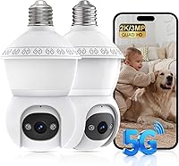 Vista 1 de Light Bulb Security Camera,2.4G/5GHz WiFi 2K Security Cameras Wireless Outdoor,Bulb Cameras for Home Security,AI Human Detection and Alarm,2 Way