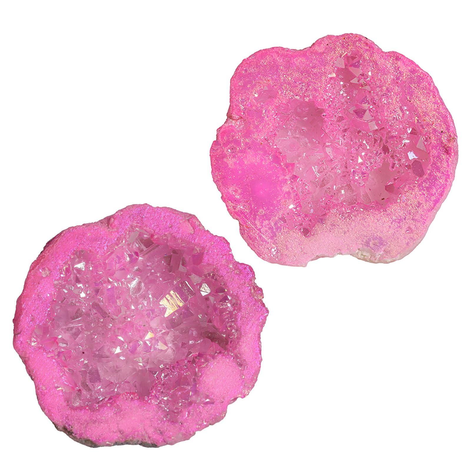 Nupuyai 2pcs Angel Aura Quartz Geode Stone