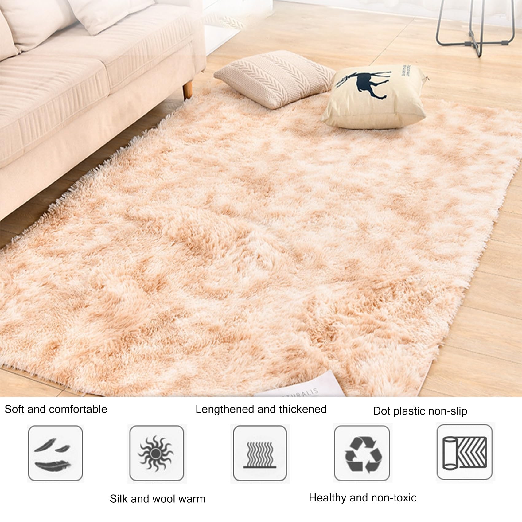 Alfombra Cocina Vinilica 300 x 340 cm, Felpa Sedosa La Pelusa Mullida, Suave Al Tacto, Rectangular Varios Tamaños, para Interior, Baño Alfombra Salon Grandes Shaggy, Gris Oscuro