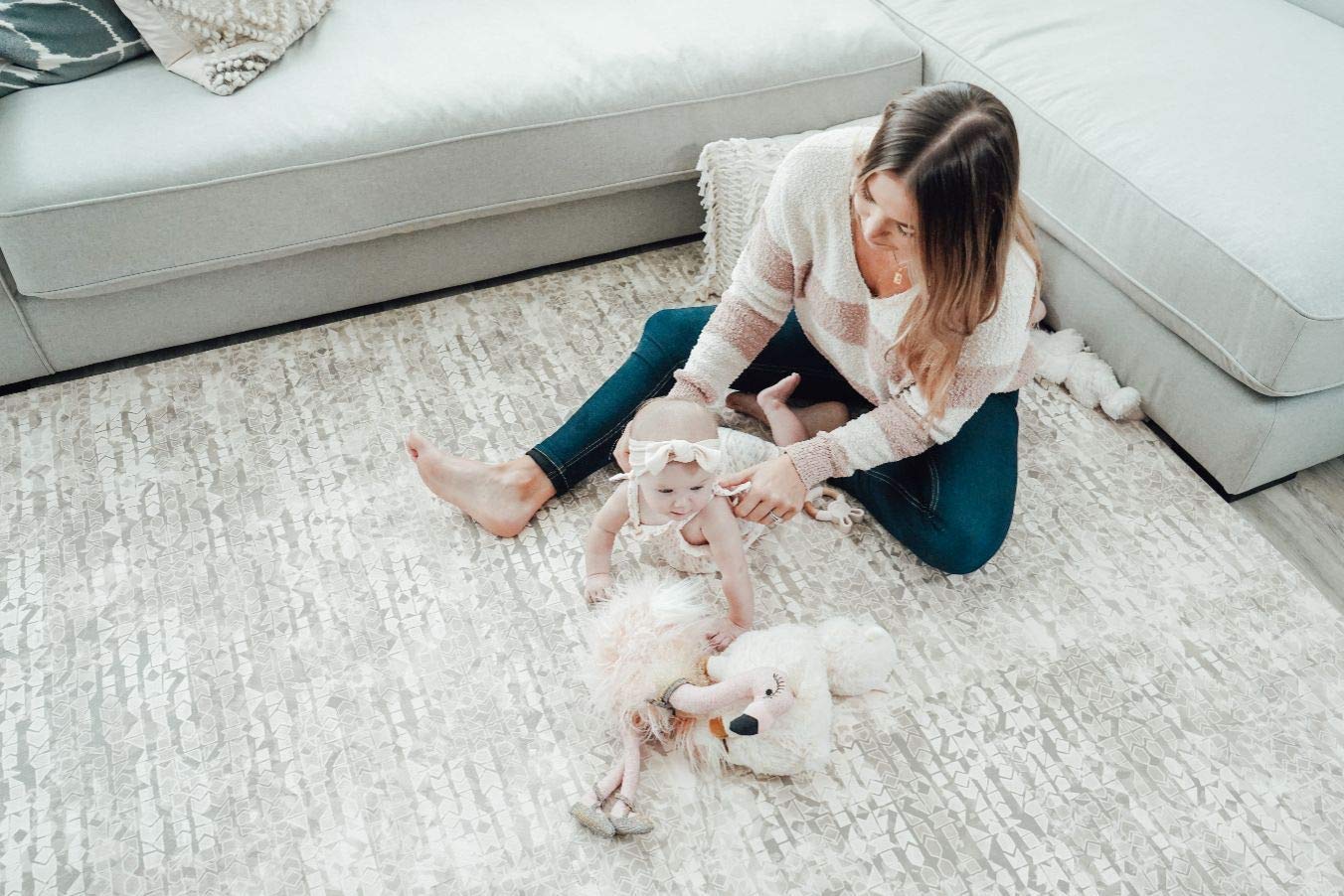 Baby Play Mat, Tummy Time Mat, EVA Foam Mat, Stackable Baby Play Mats for Floor, Soft & Lightweight Play Mat, PVC-Free Baby Mat, Large, 6 x 8 ft, Moonstone (Grey)