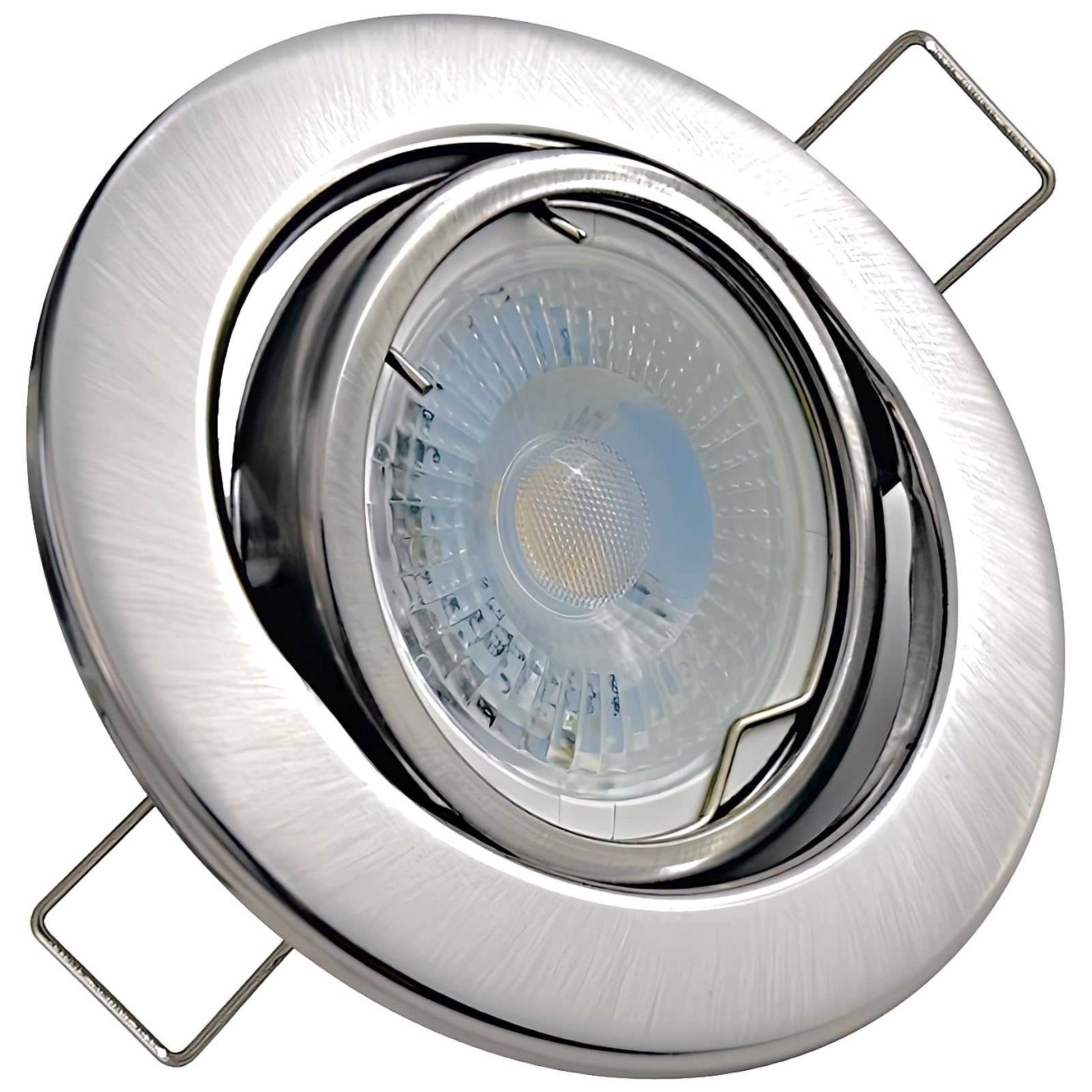 3er Set LED Deckenspots 12V MR16 5W Warmweiß 45° schwenkbar in Edelstahl Optik – inkl. LED Trafo, GU5.3 Fassung & Leuchtmittel – Halogen Upgrade Kit für Wohnzimmer, Küche, Flur und Hohlraumdecken