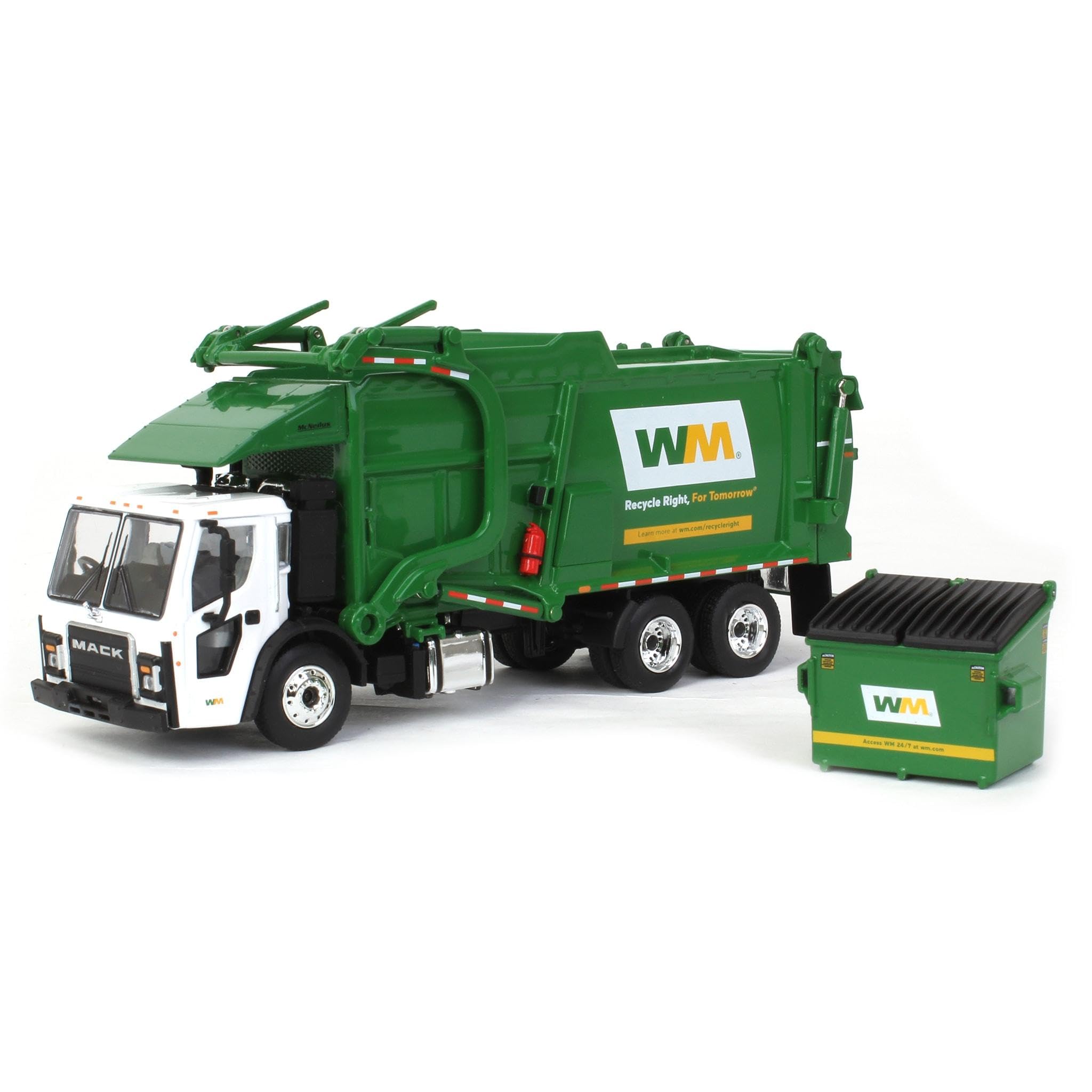 1/64 Mack LR with McNeilus Meridian Front Loader & Dumpster, Waste Management Truck 60-1796D