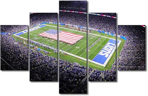 Vista 142 de Cuadros de estadios deportivos de fútbol americano de Minnesota, cuadros de vikingos, 5 paneles, lienzo para pared, arte de pared del estadio