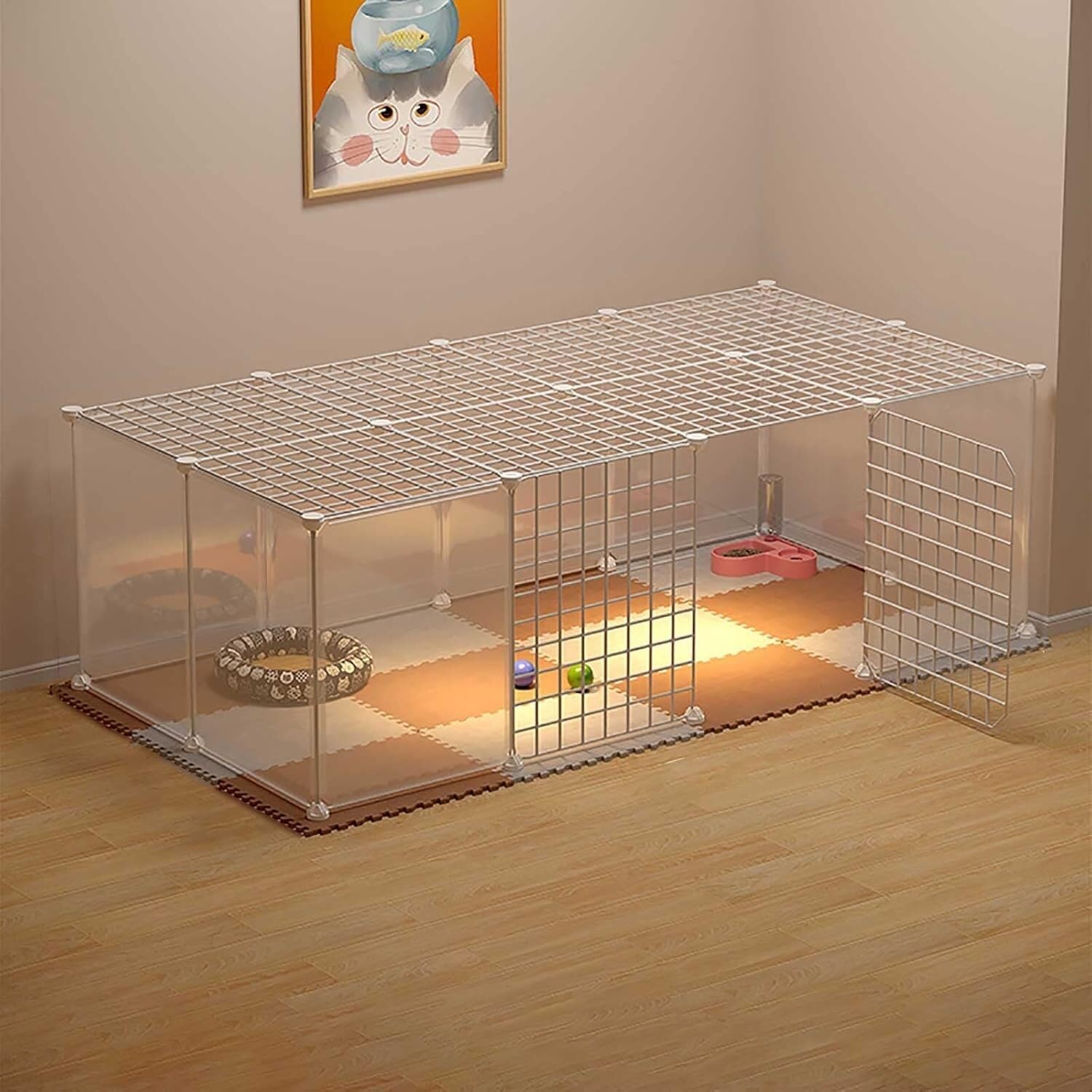 Ventilazione Gabbia for Gatti: Piccola, in Metallo, smontabile e Facile da Pulire(147x75x47cm)