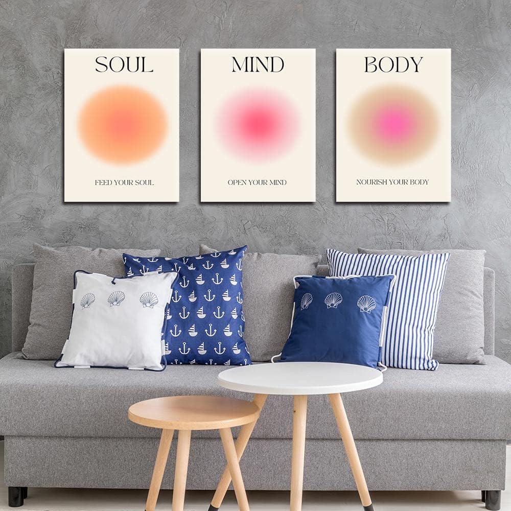 Mind Body Soul Gradient Canvas Motivational Quote Posters Set