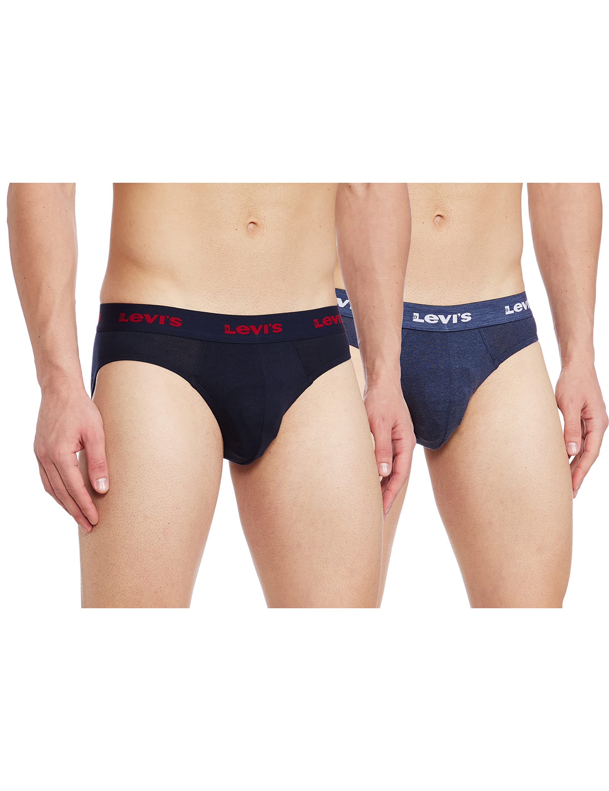 Levi's009 Men's Pure Cotton Solid Brief - Mid Rise, Outer Elastic Waistband (Pack of 2)