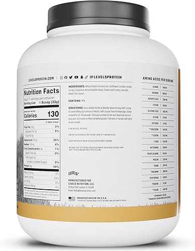 Miniatura 113 de Levels - Concentrado de proteína de suero de leche de ganado alimentado con pasto, sin ingredientes artificiales, 0.85 oz de proteína, capuchino, 2